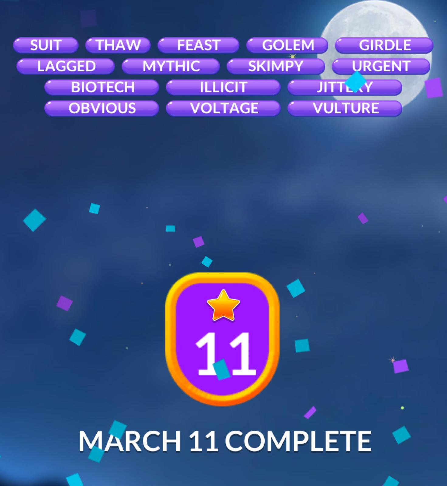 Word Stacks Daily Puzzle March 11 2024 Answers