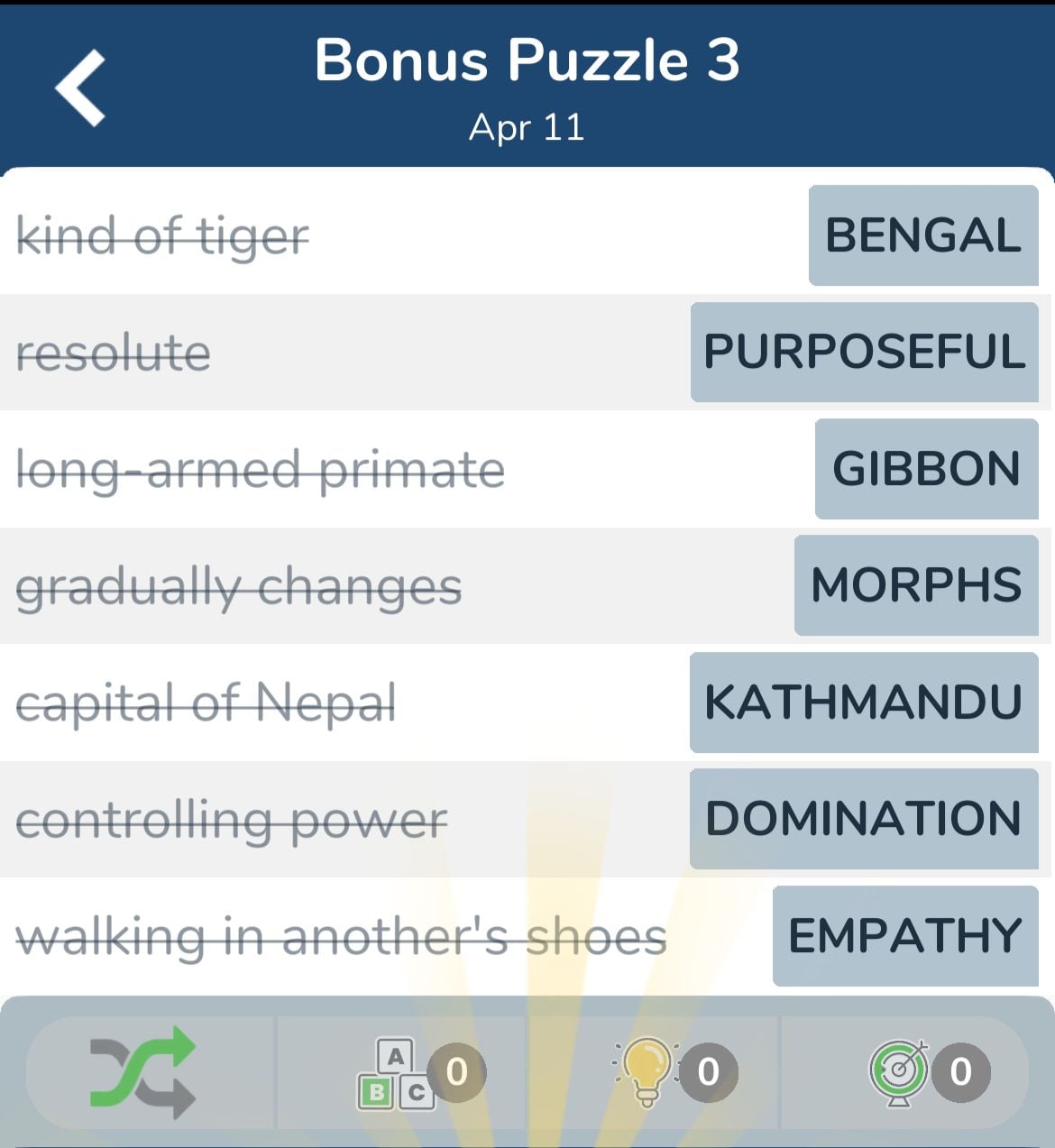 7 Little Words April 11 2024 Bonus 3