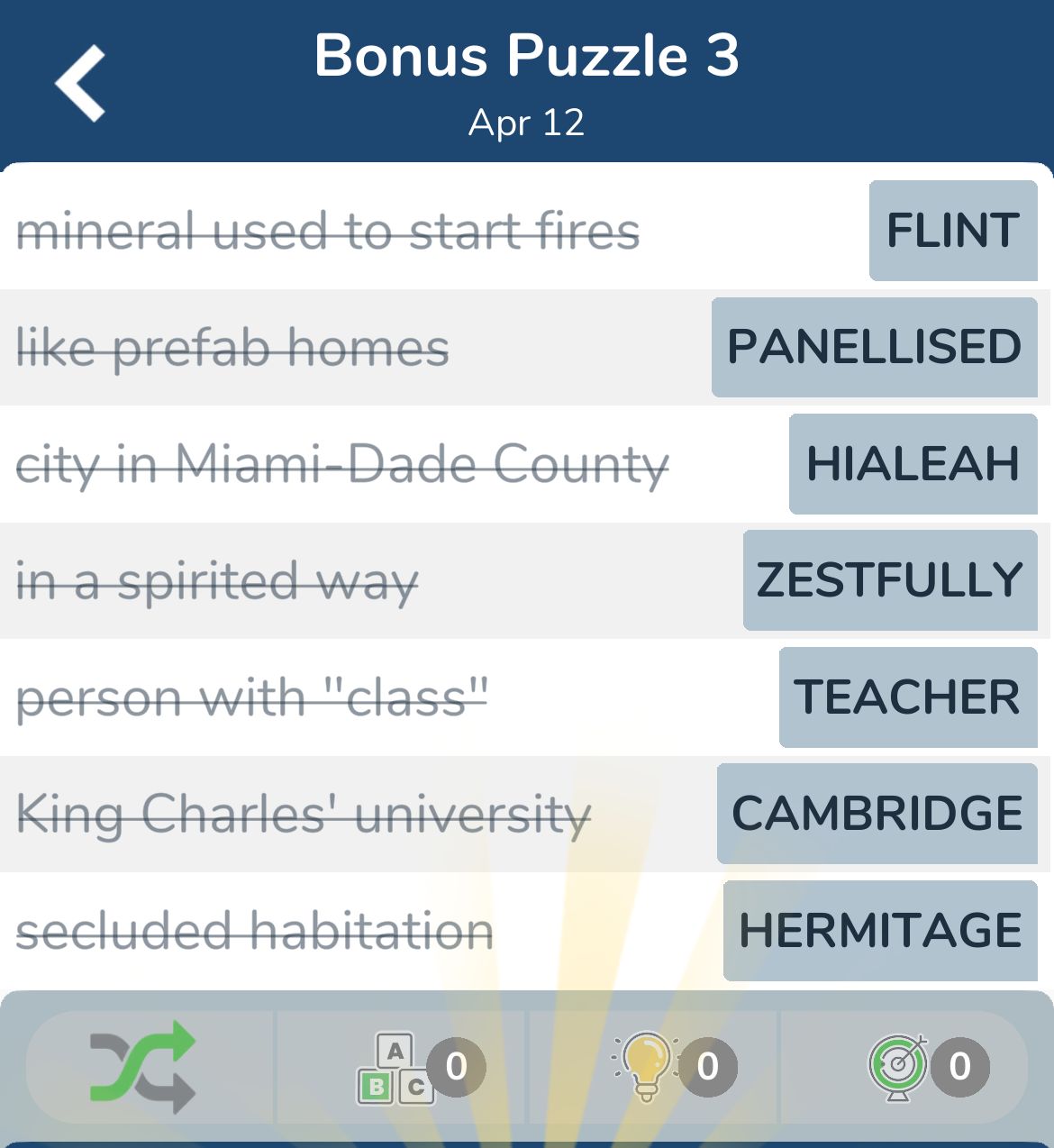 7 Little Words April 12 2024 Bonus 3