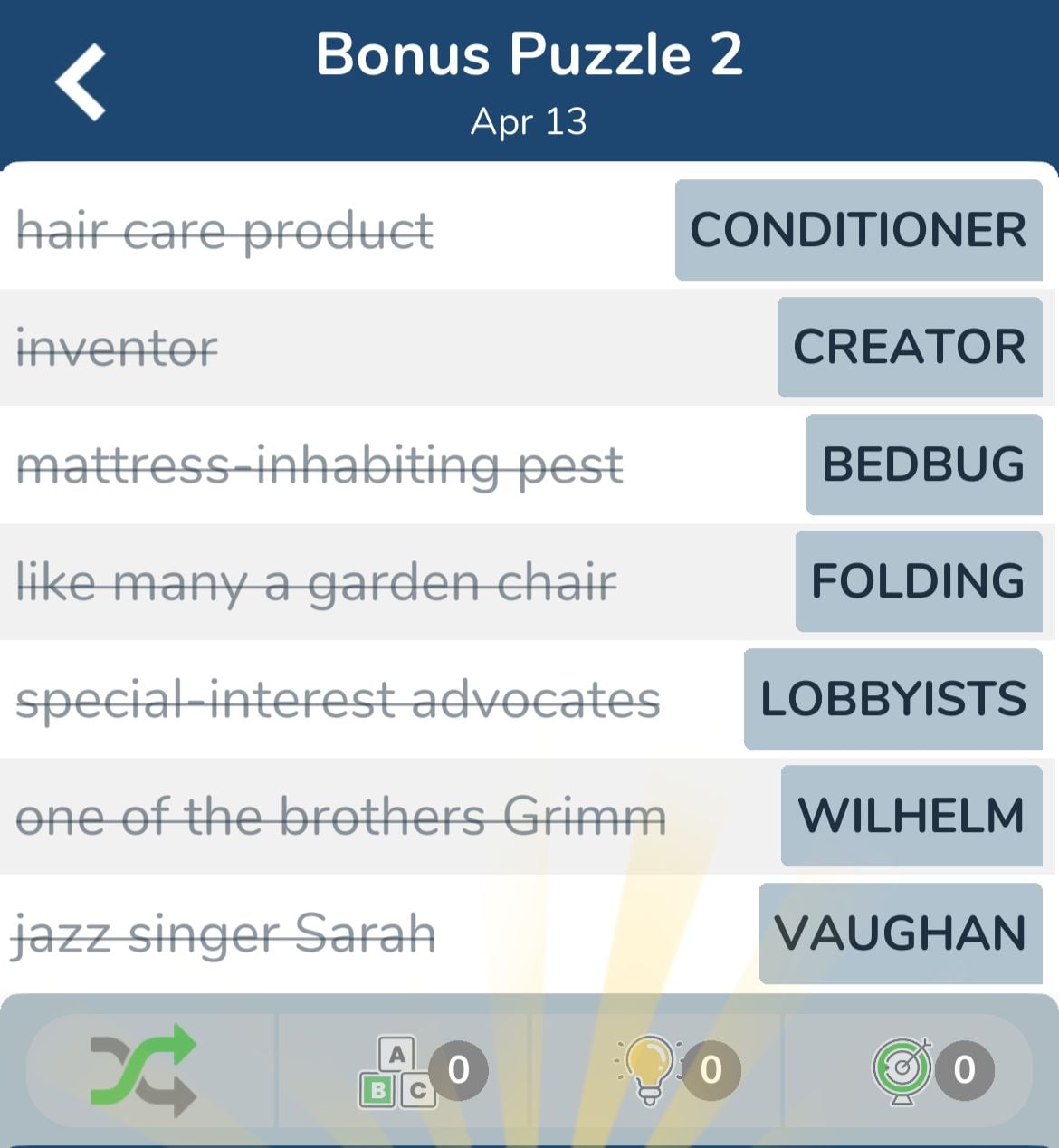 7 Little Words April 13 2024 Bonus 2