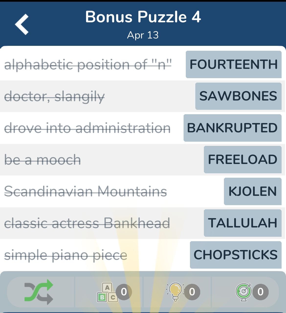 7 Little Words April 13 2024 Bonus 4