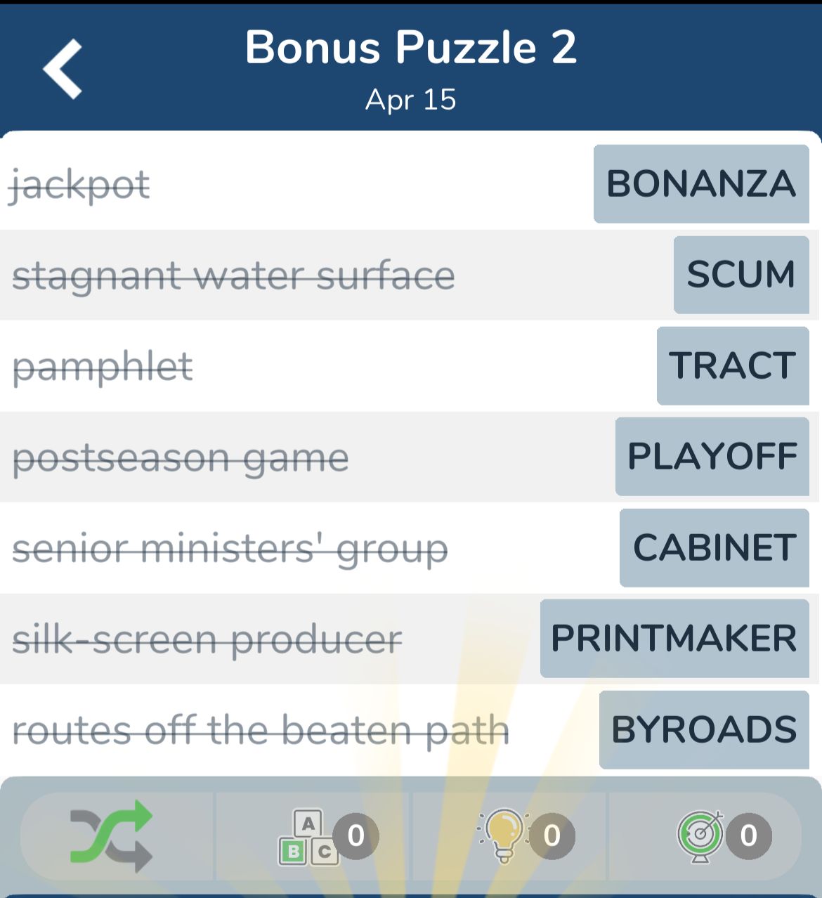 7 Little Words April 15 2024 Bonus 2