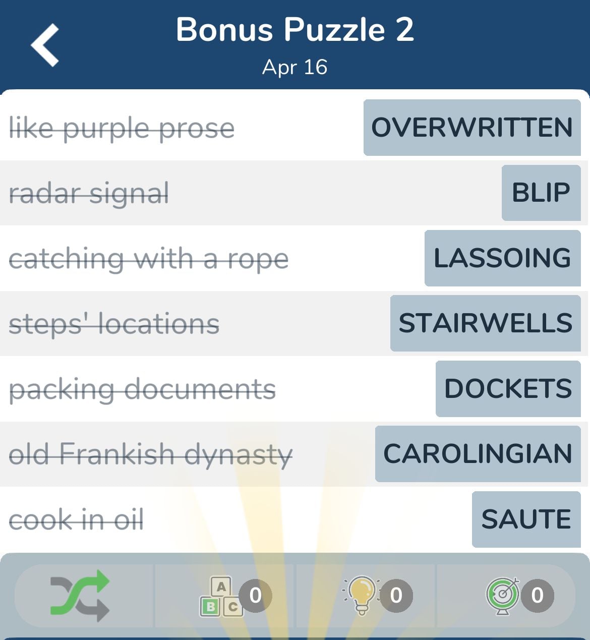 7 Little Words April 16 2024 Bonus 2
