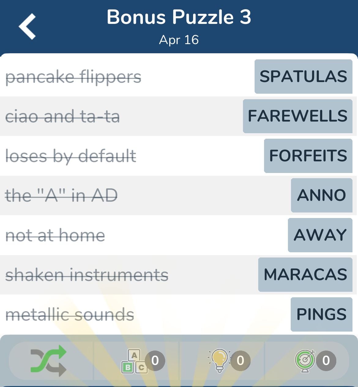 7 Little Words April 16 2024 Bonus 3