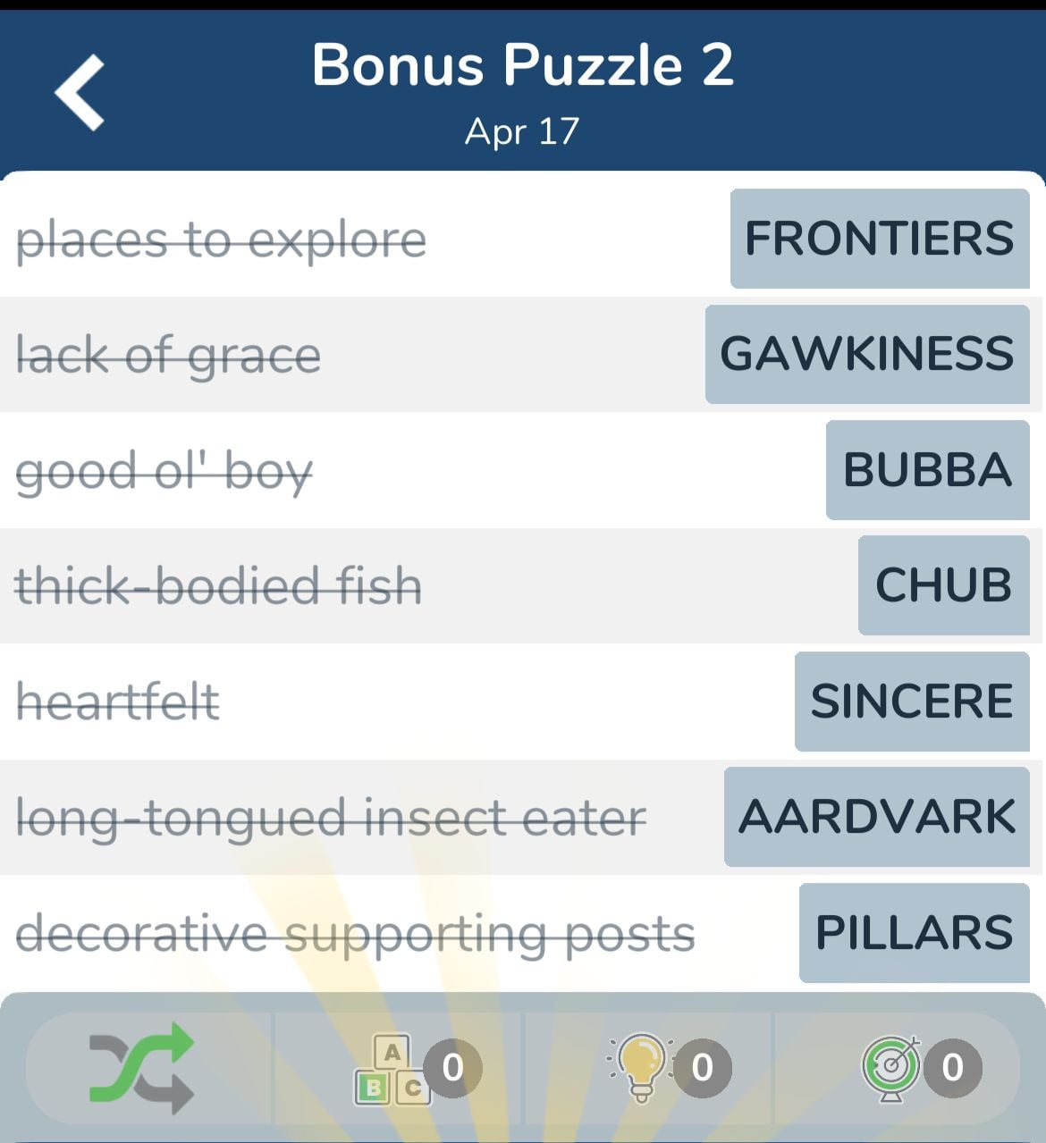 7 Little Words April 17 2024 Bonus 2
