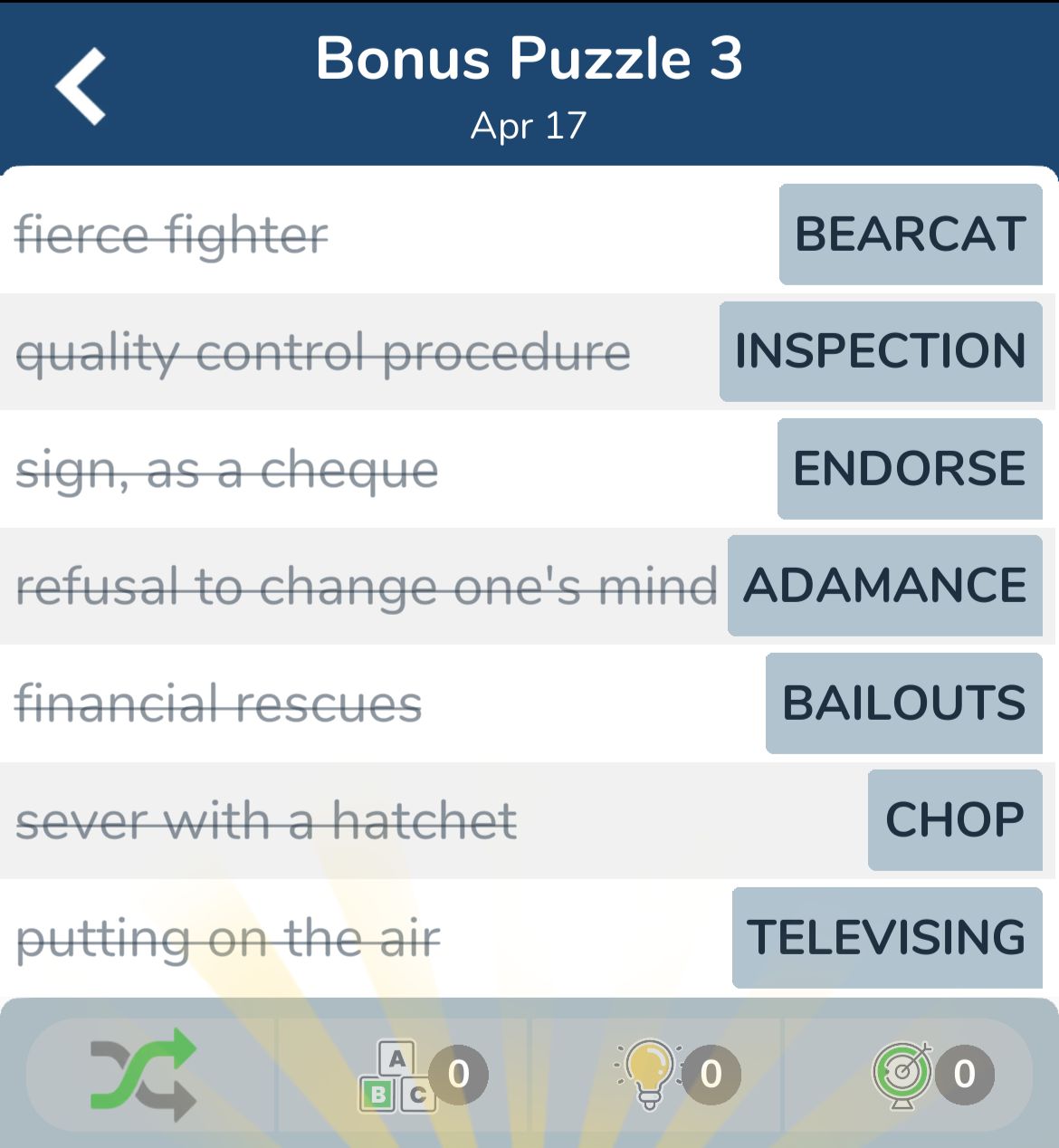 7 Little Words April 17 2024 Bonus 3