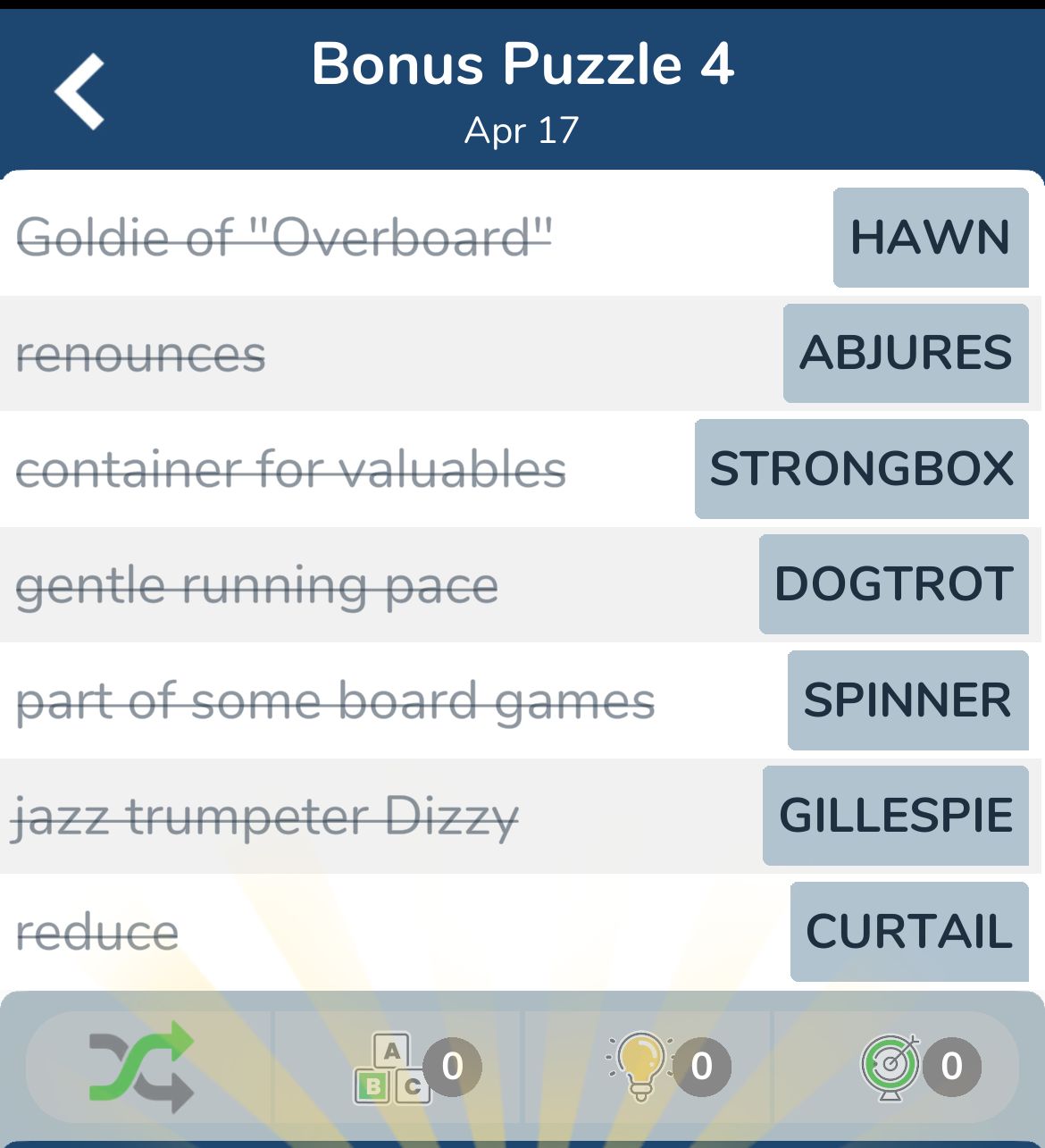 7 Little Words April 17 2024 Bonus 4