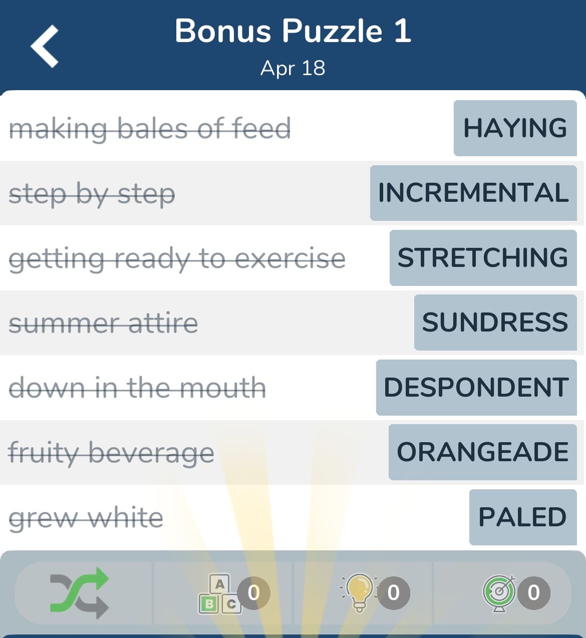 7 Little Words April 18 2024 Bonus 1