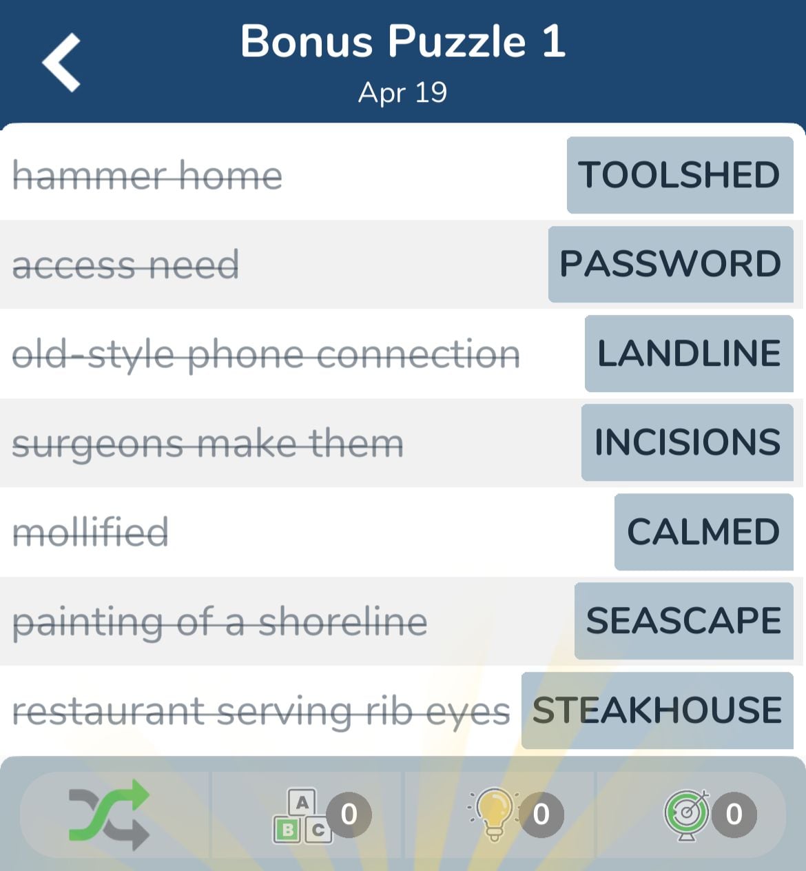 7 Little Words April 19 2024 Bonus 1