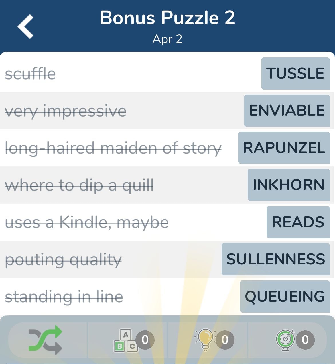7 Little Words April 2 2024 Bonus 2