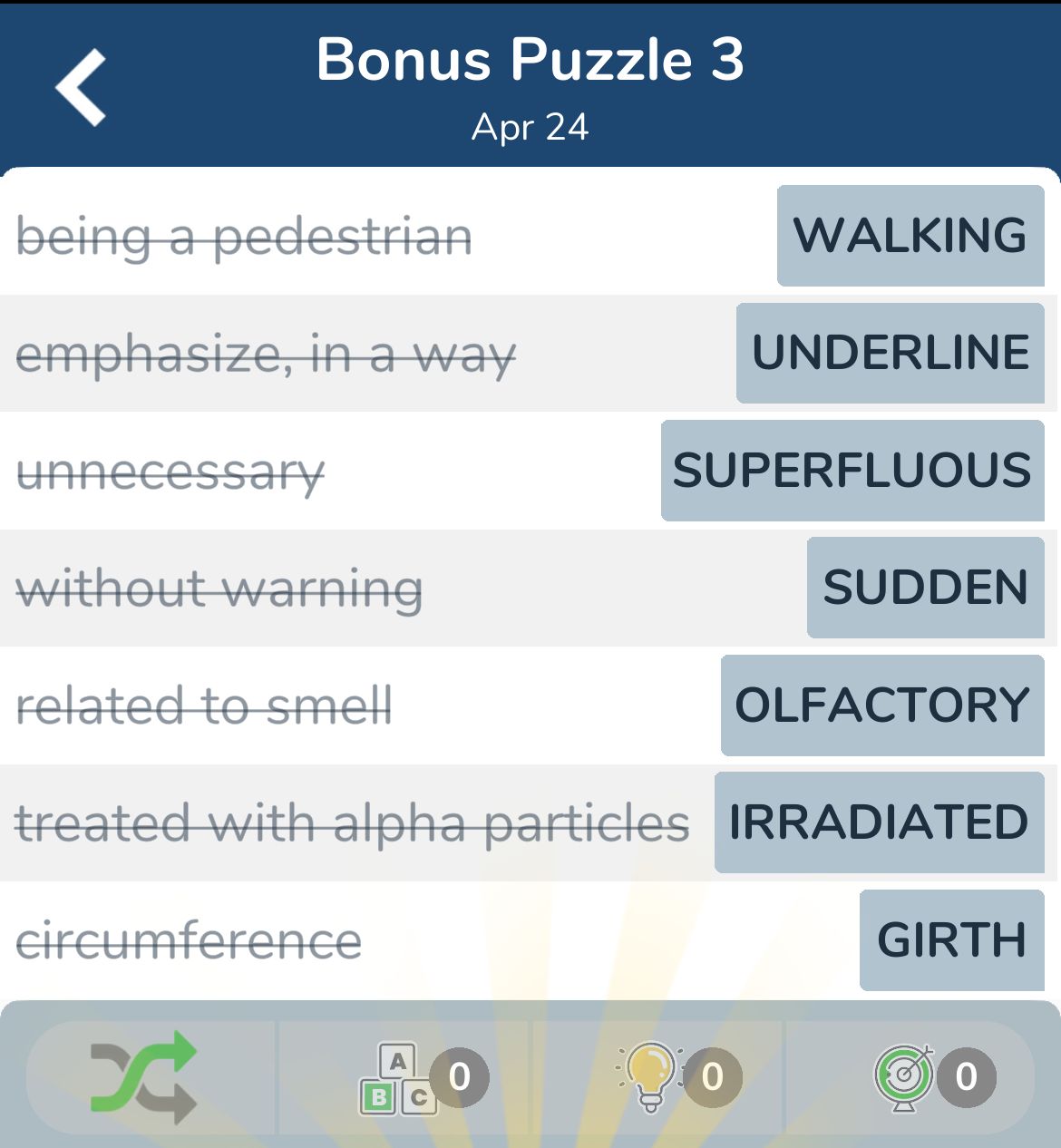 7 Little Words April 24 2024 Bonus 3