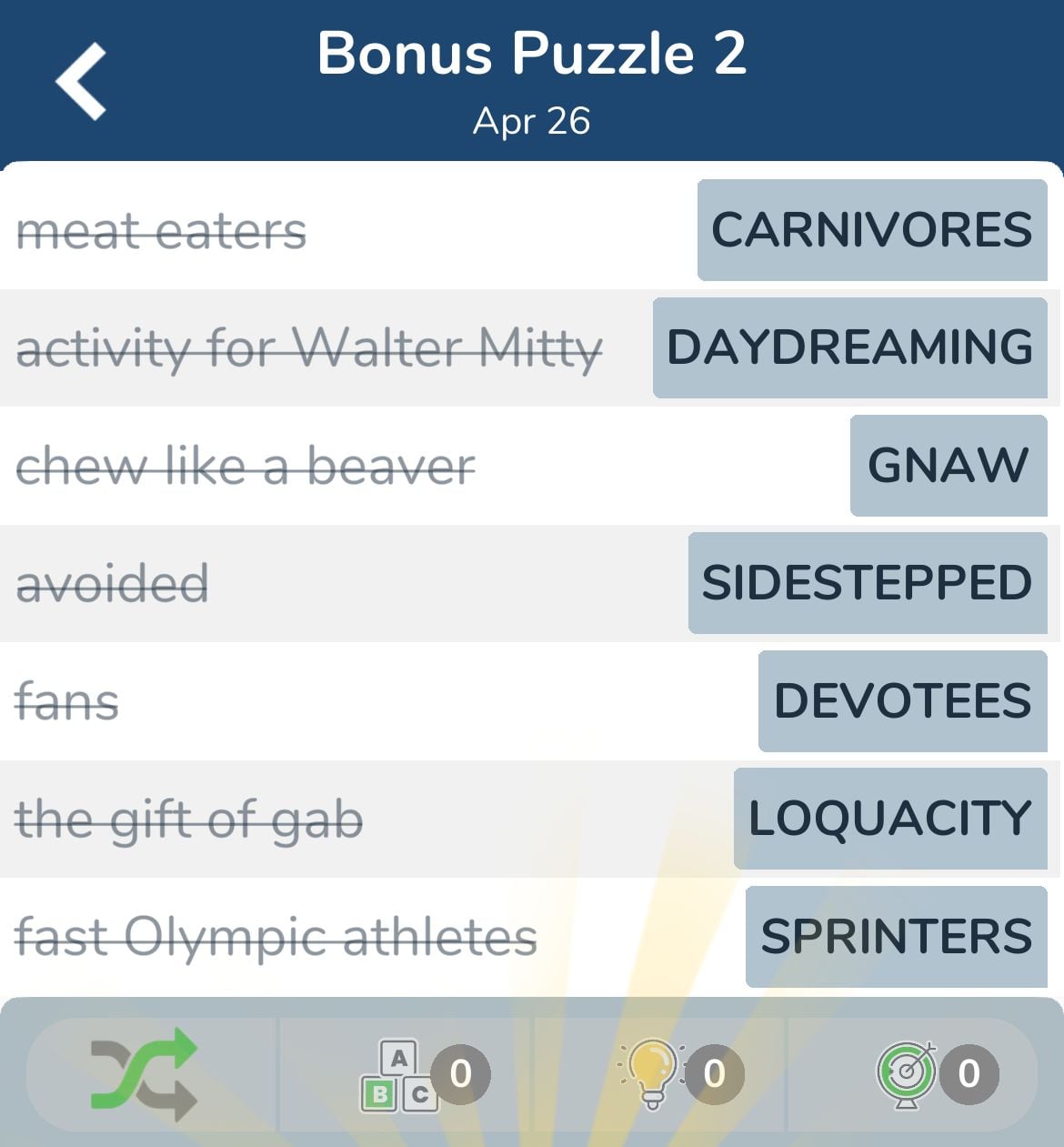 7 Little Words April 26 2024 Bonus 2