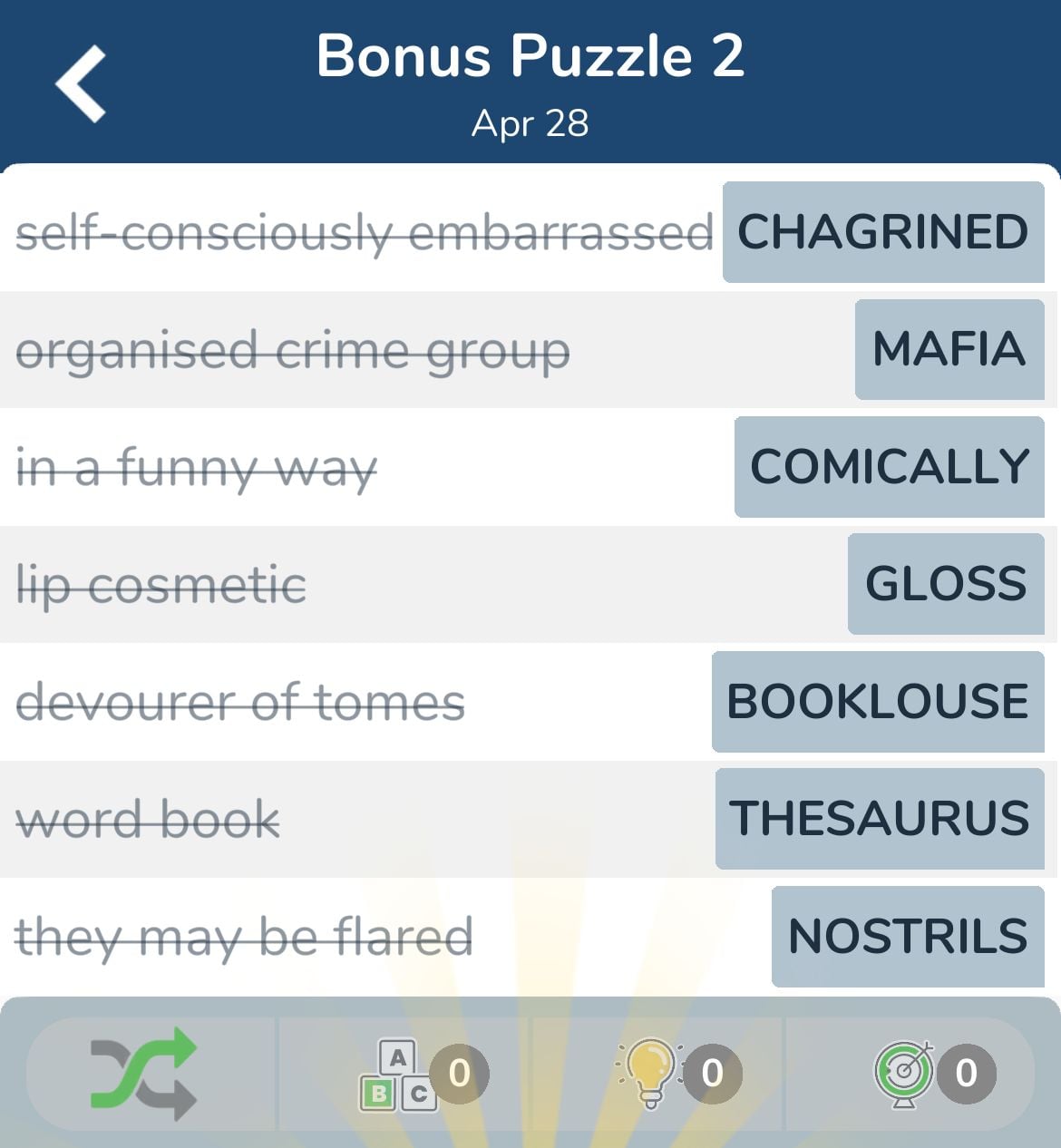 7 Little Words April 28 2024 Bonus 2