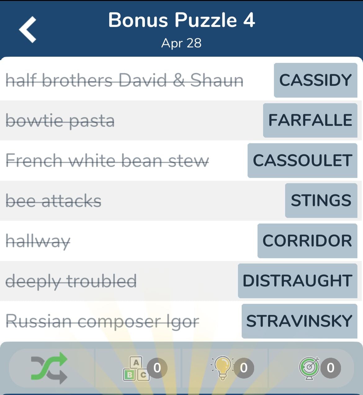 7 Little Words April 28 2024 Bonus 4