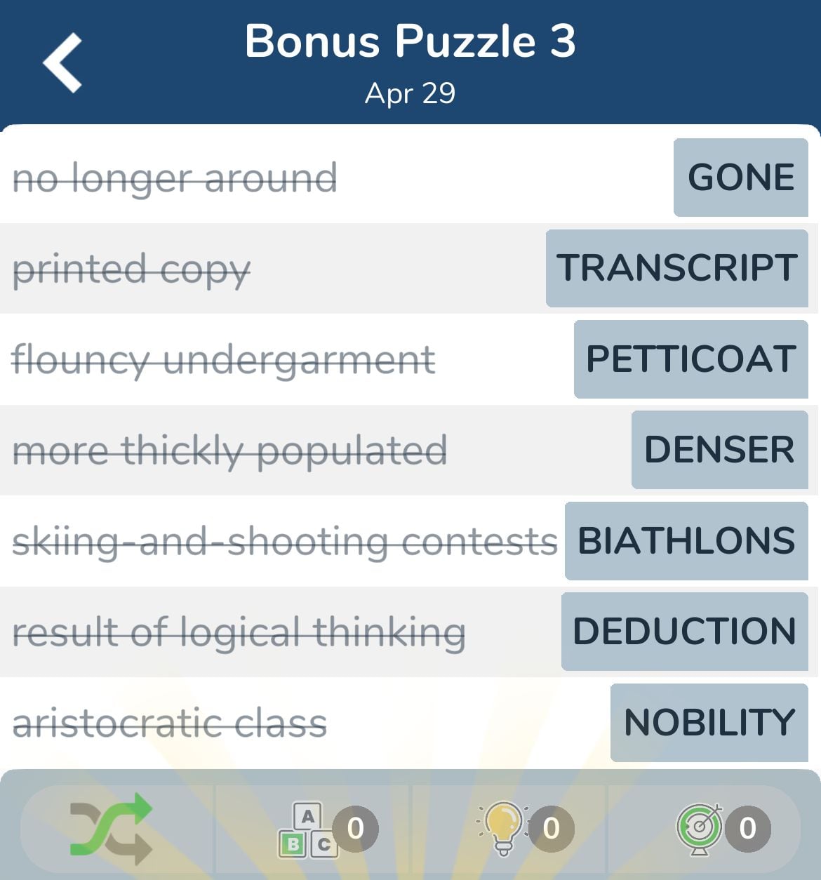 7 Little Words April 29 2024 Bonus 3