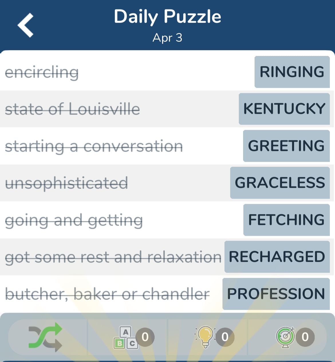 7 Little Words April 3 2024