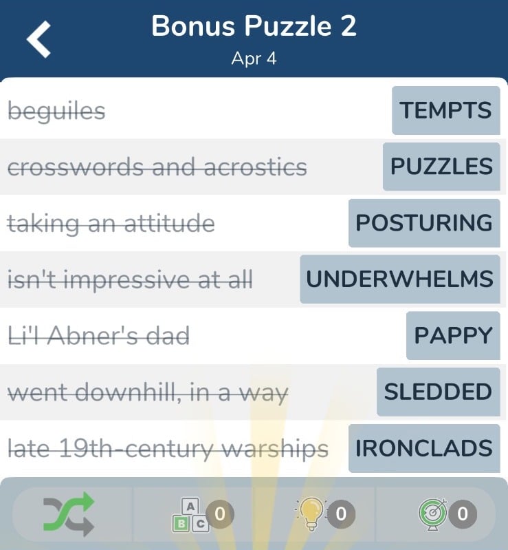 7 Little Words April 4 2024 Bonus 2