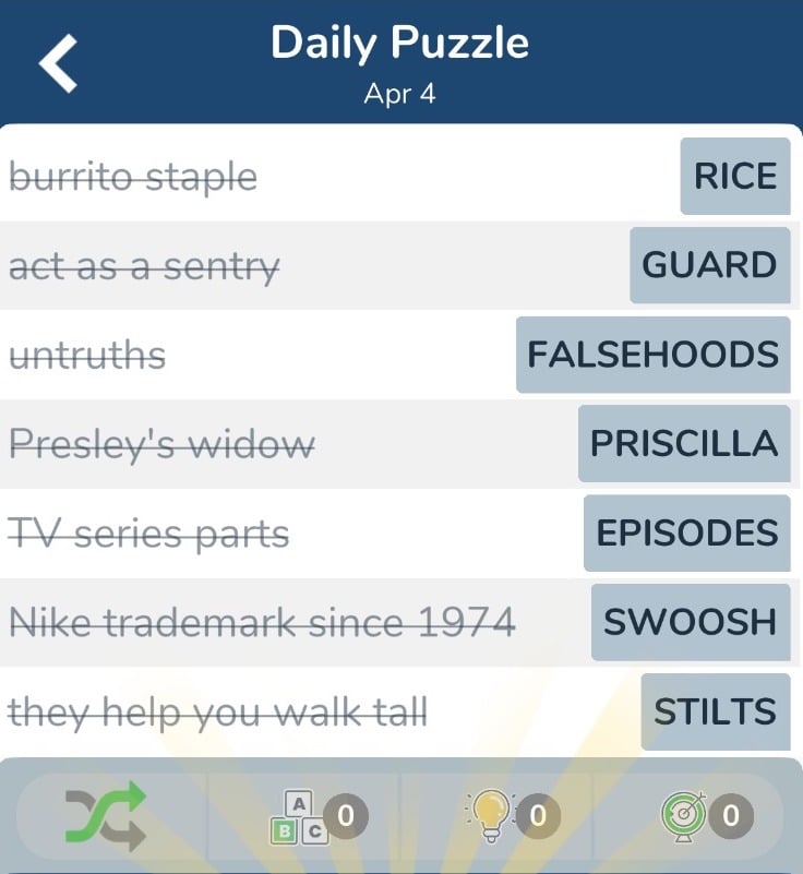 7 Little Words April 4 2024