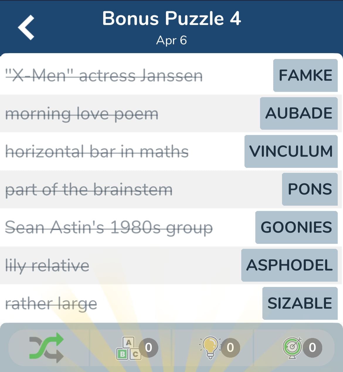 7 Little Words April 6 2024 Bonus 4