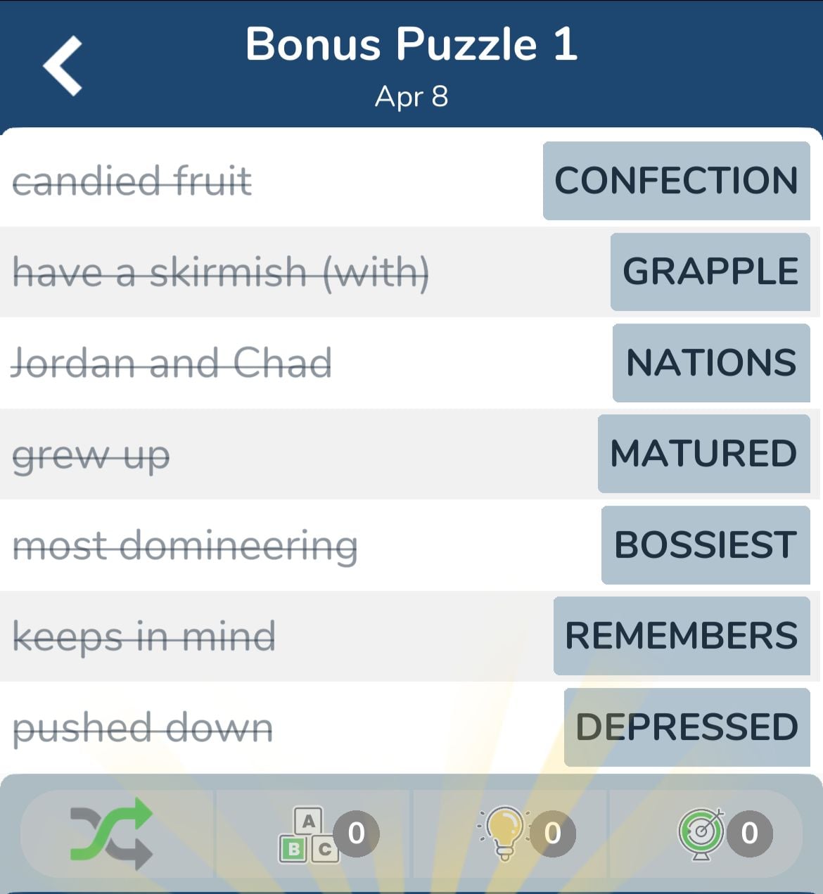 7 Little Words April 8 2024 Bonus 1