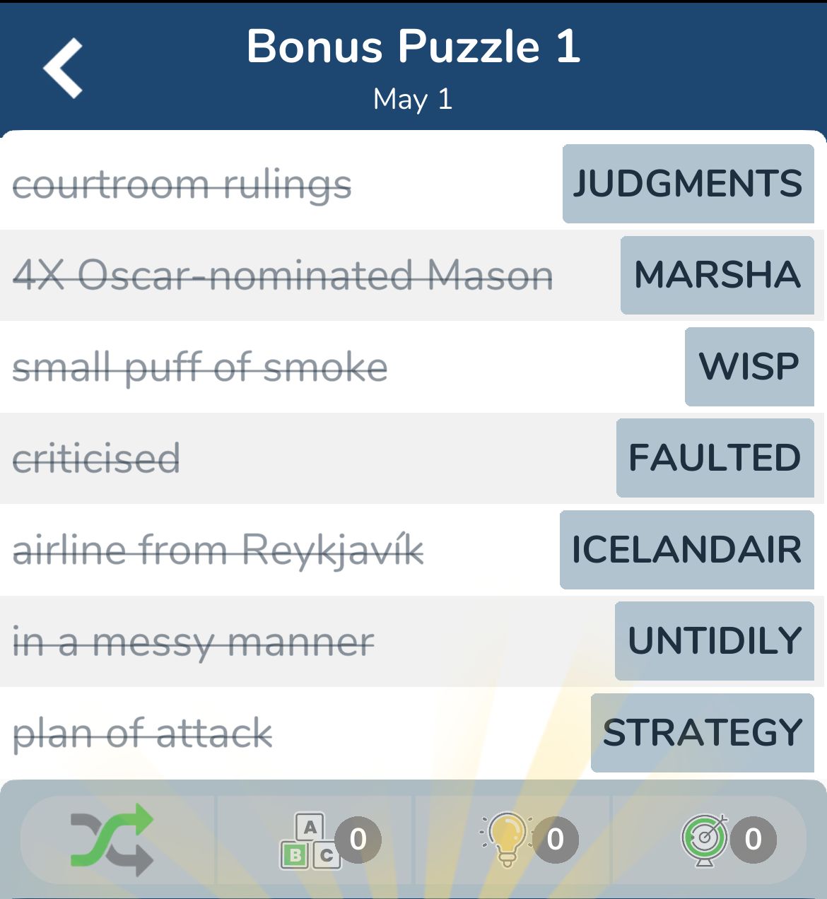 7 Little Words May 1 2024 Bonus 1