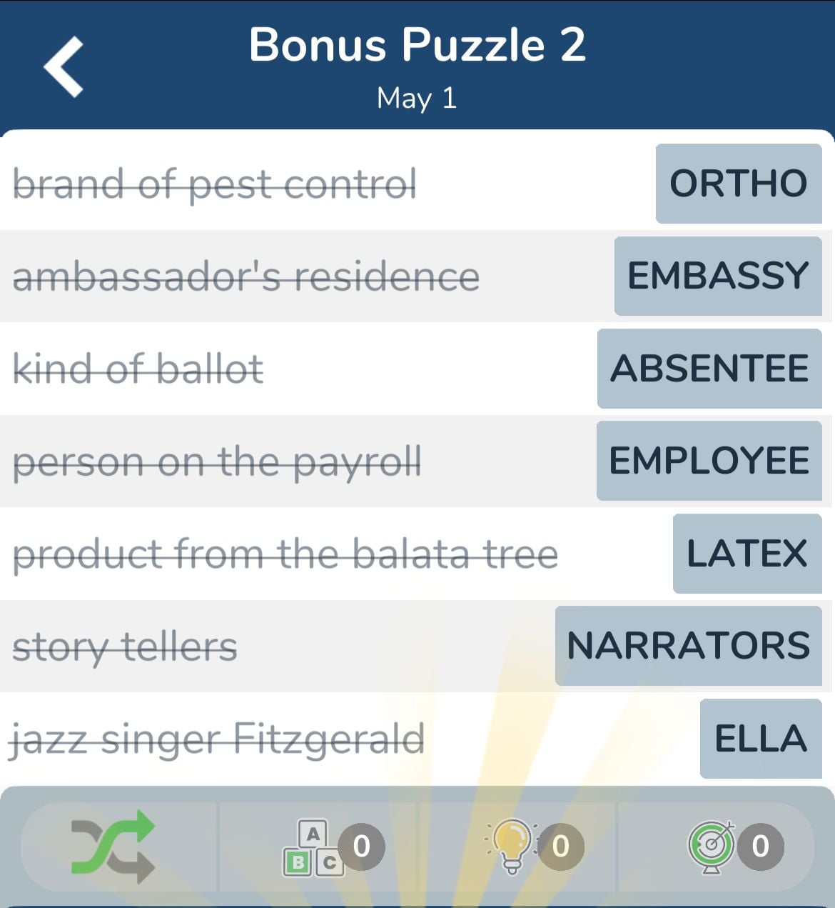 7 Little Words May 1 2024 Bonus 2