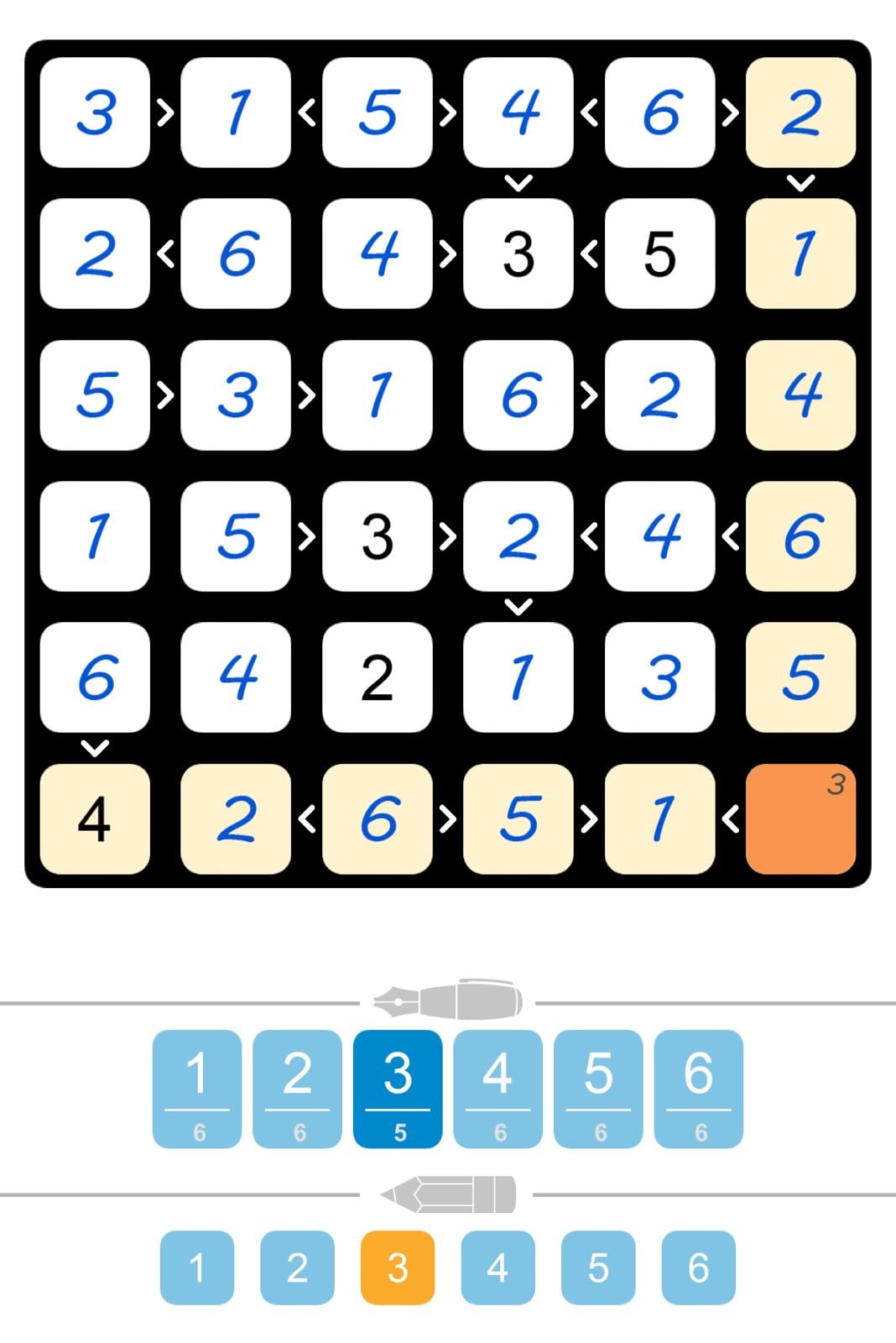 Puzzle Page Futoshiki April 26 2024