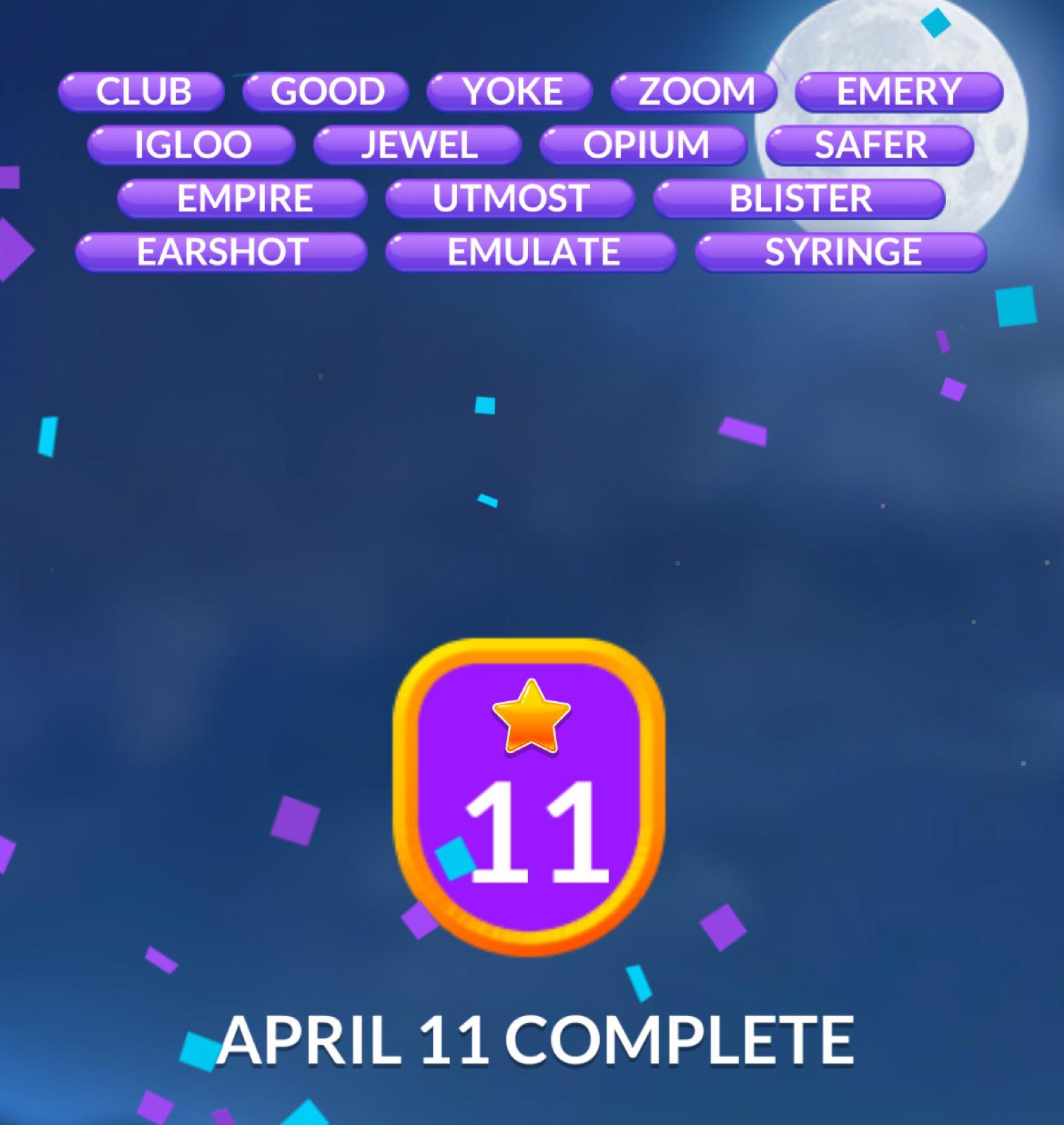 Word Stacks Daily Puzzle April 11 2024 Answers