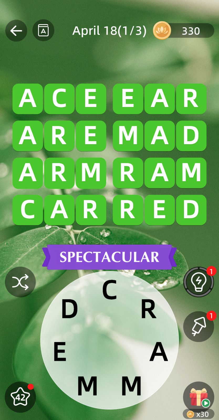 Zen Word Daily Puzzle April 18 2024 (3 Letters)