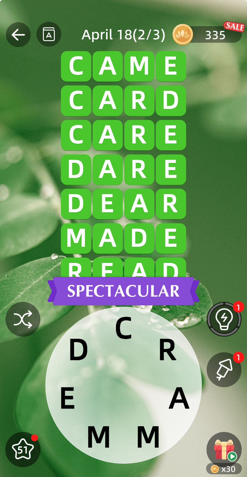 Zen Word Daily Puzzle April 18 2024 (4 Letters)