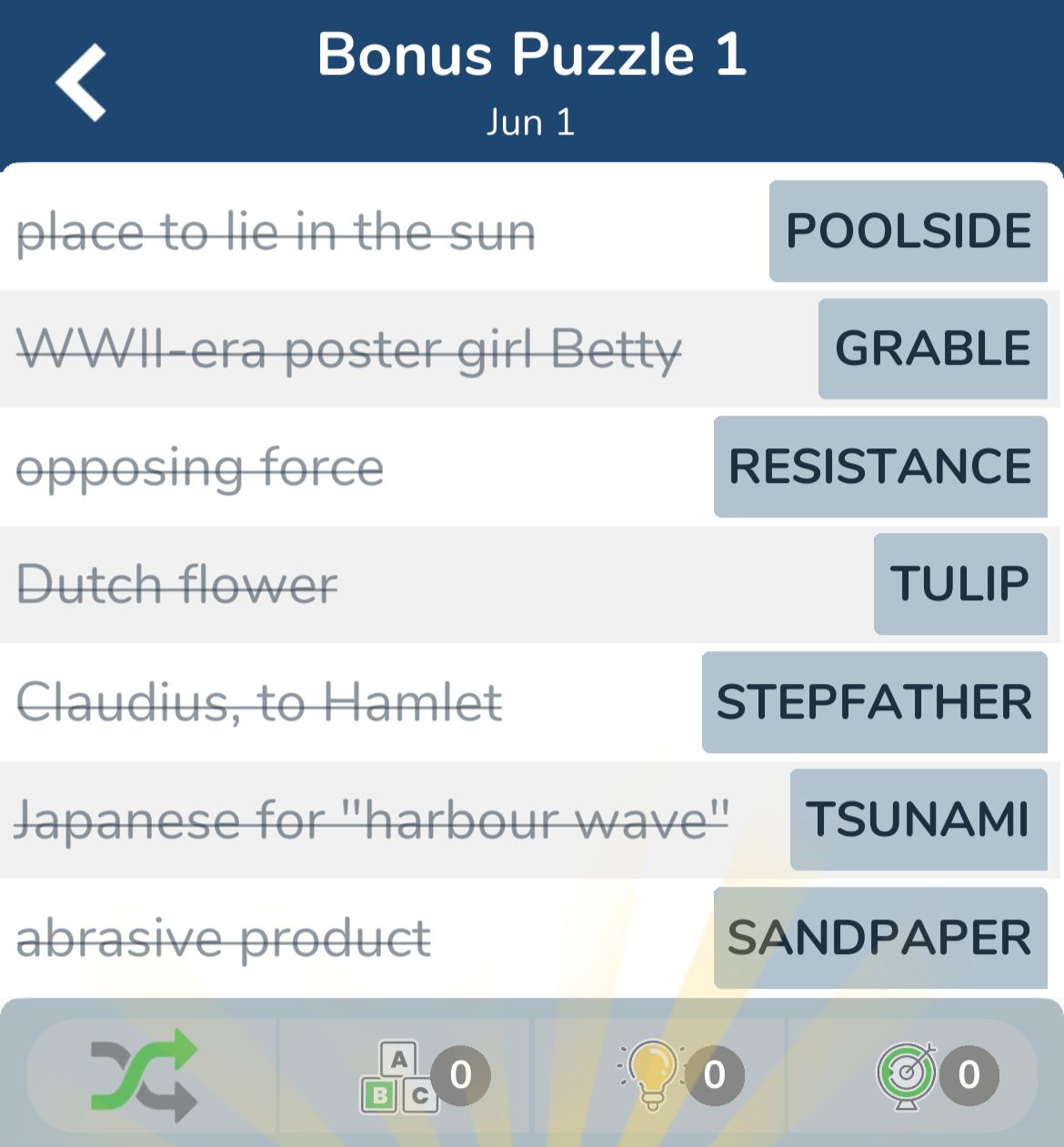 7 Little Words June 1 2024 Bonus 1