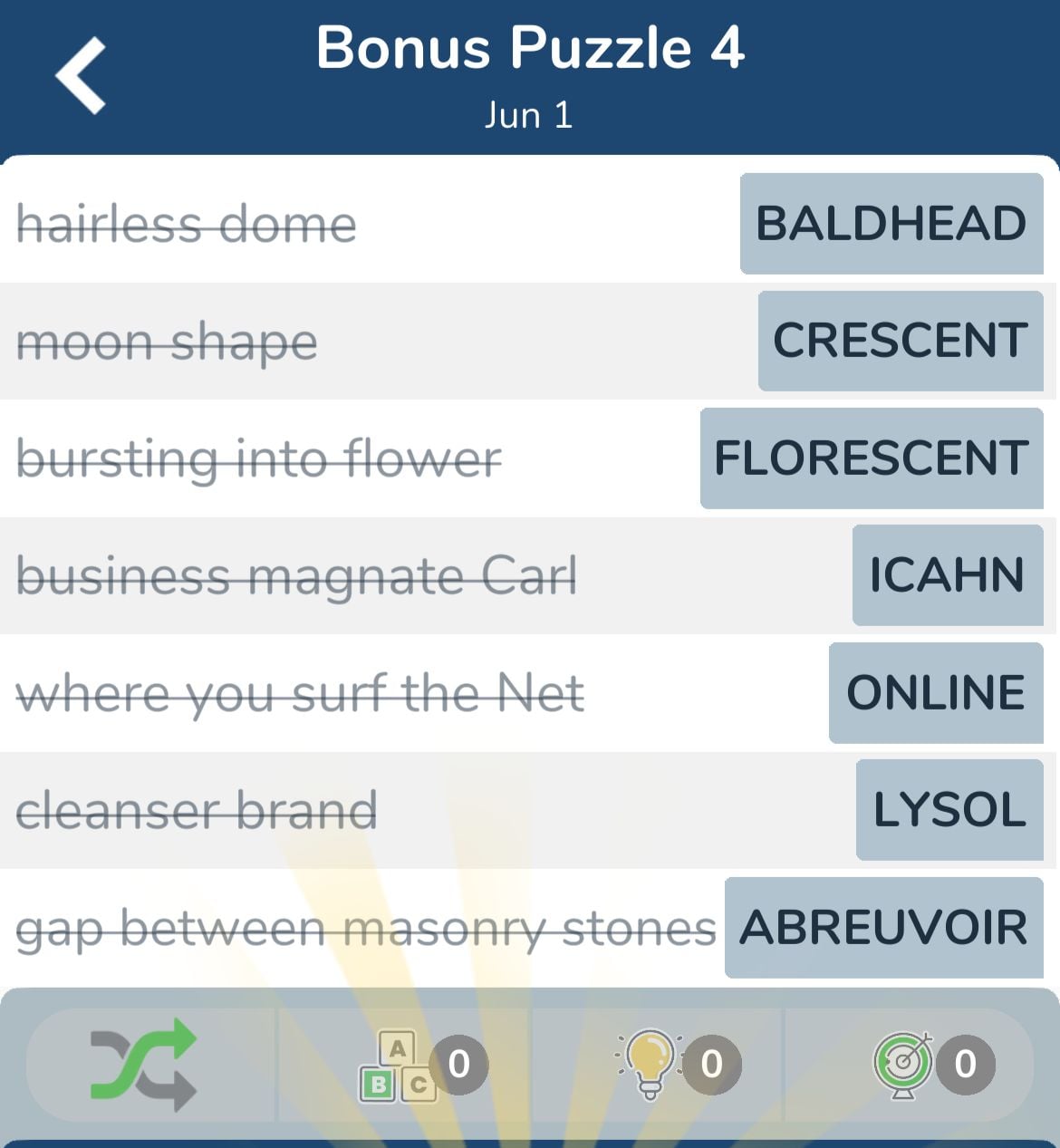 7 Little Words June 1 2024 Bonus 4