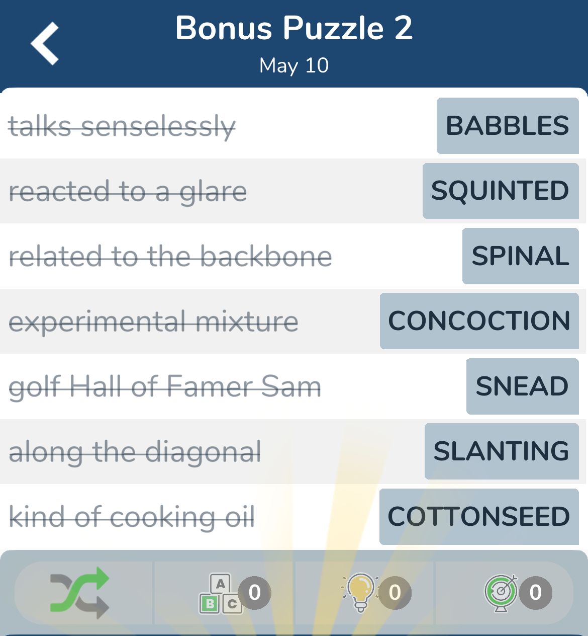 7 Little Words May 10 2024 Bonus 2