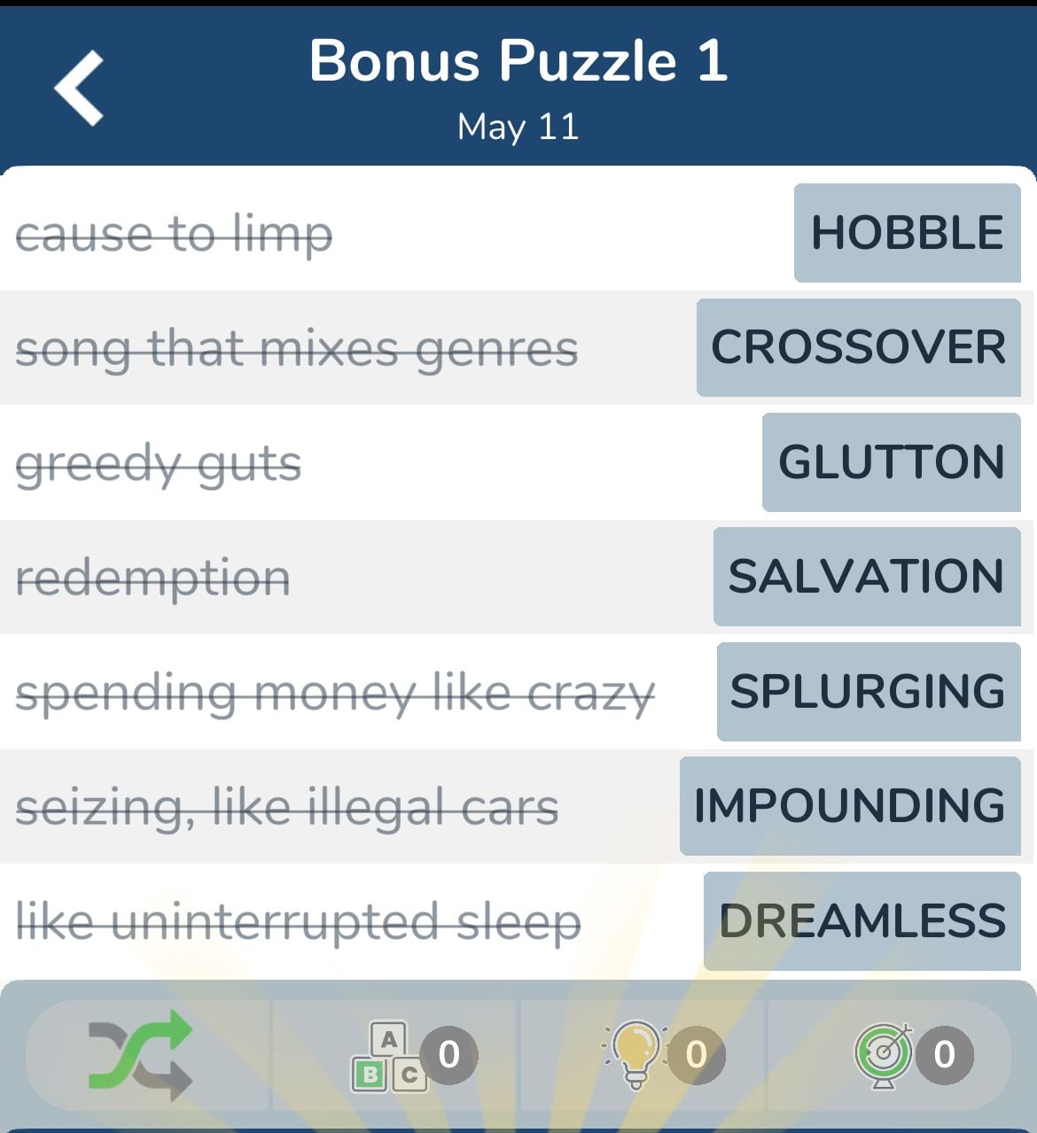 7 Little Words May 11 2024 Bonus 1