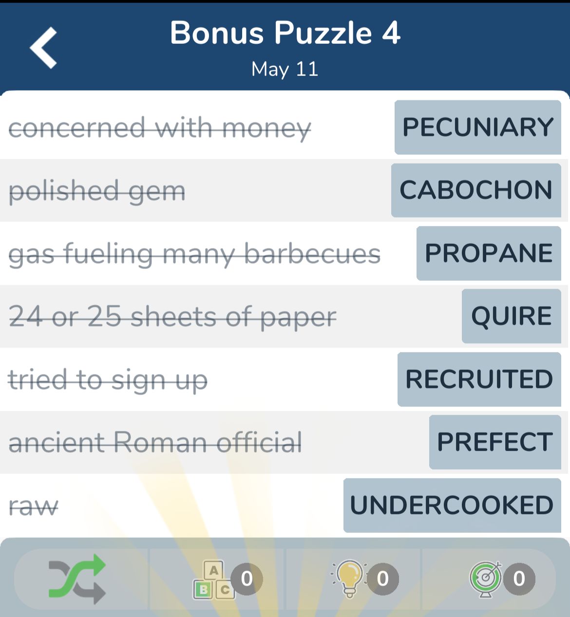 7 Little Words May 11 2024 Bonus 4