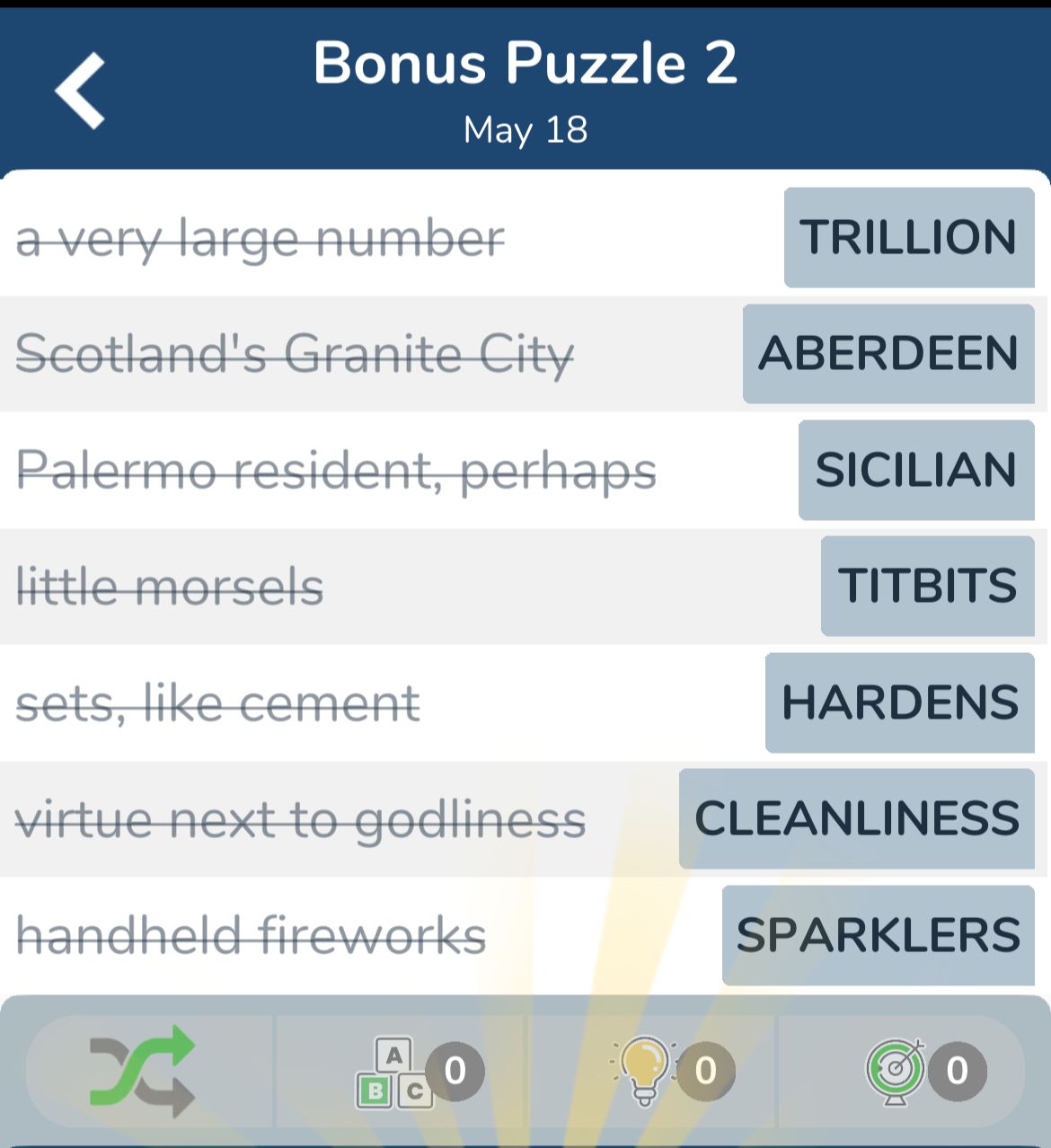 7 Little Words May 18 2024 Bonus 2