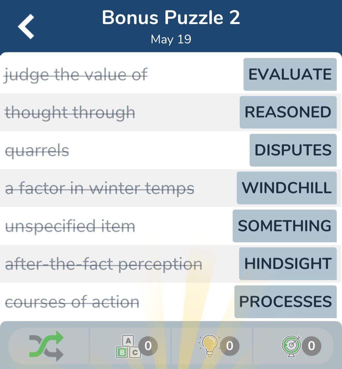 7 Little Words May 19 2024 Bonus 2