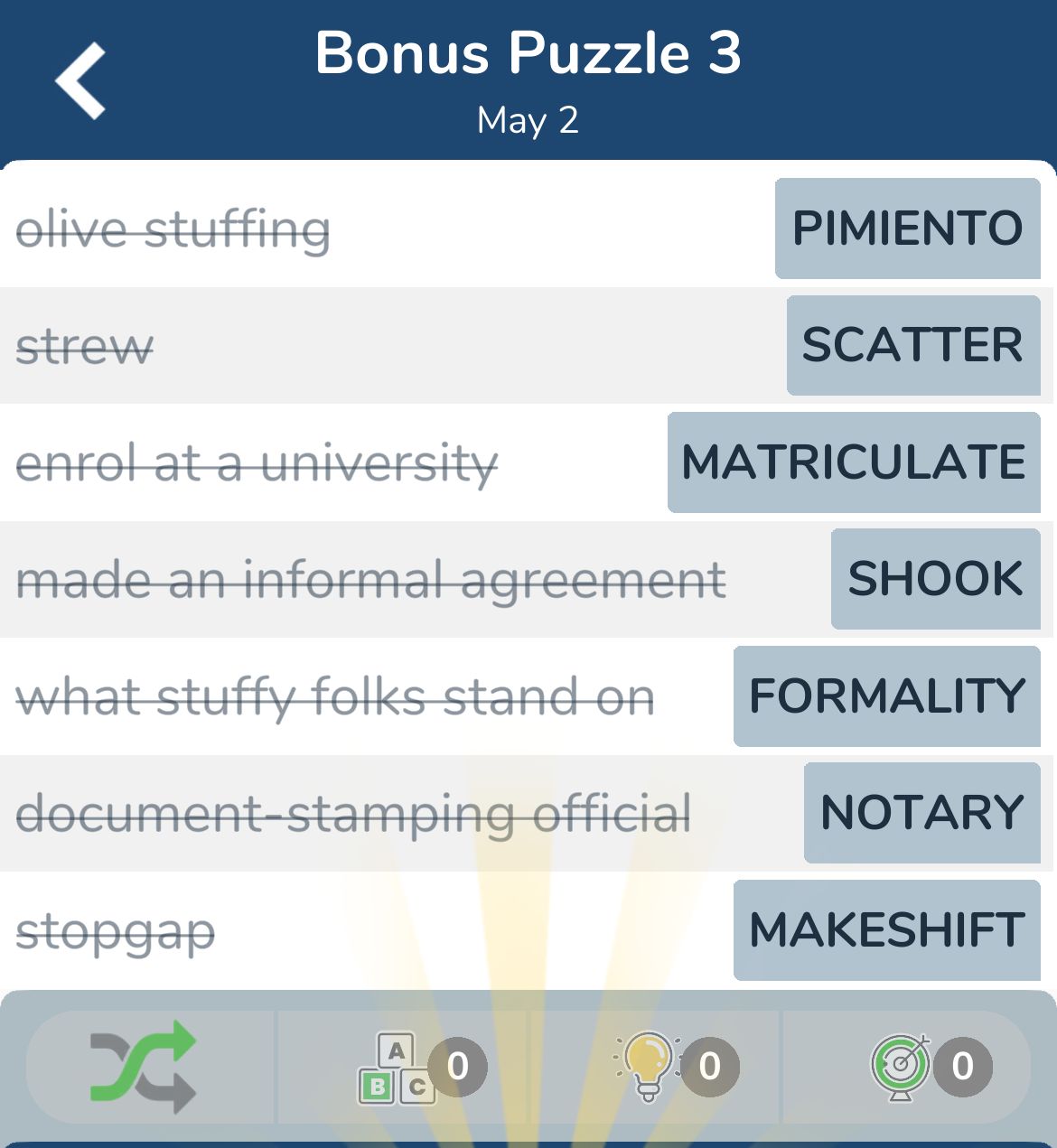 7 Little Words May 2 2024 Bonus 3