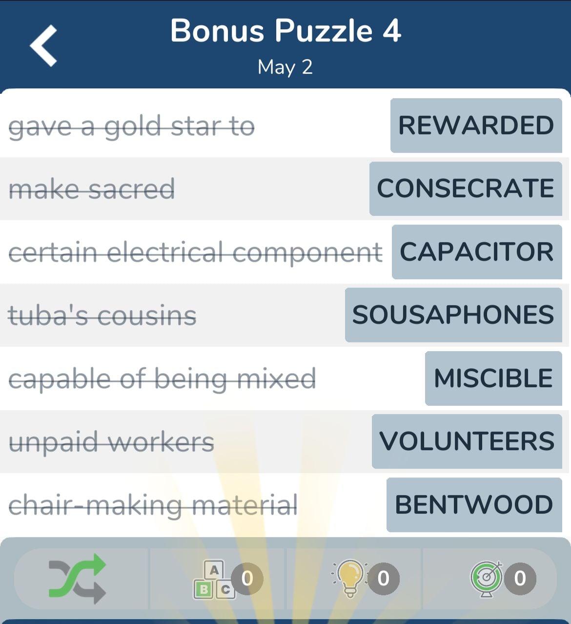 7 Little Words May 2 2024 Bonus 4