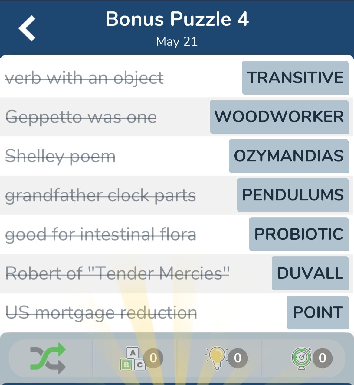 7 Little Words May 21 2024 Bonus 4