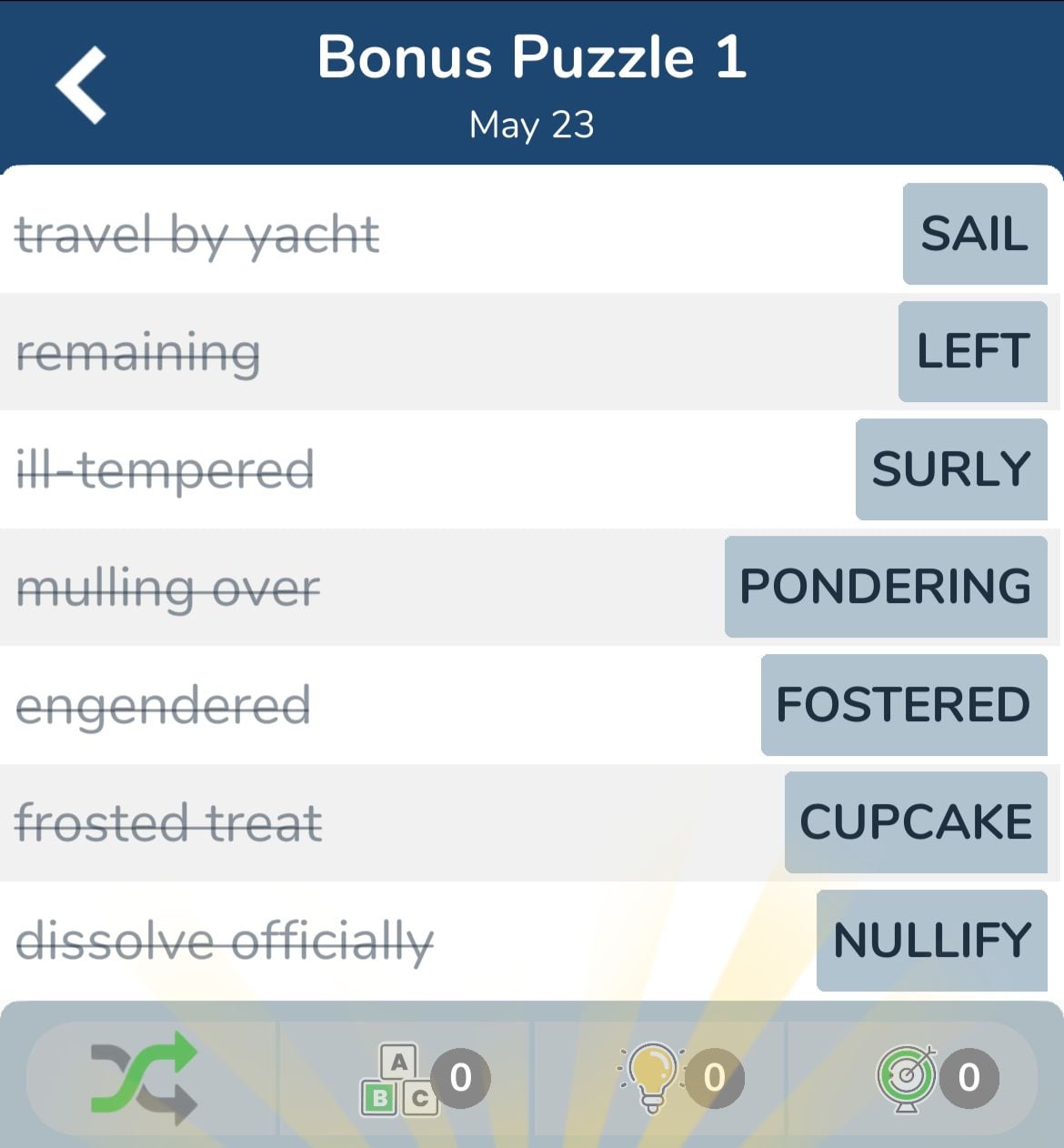 7 Little Words May 23 2024 Bonus 1