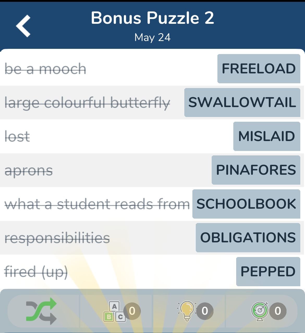 7 Little Words May 24 2024 Bonus 2