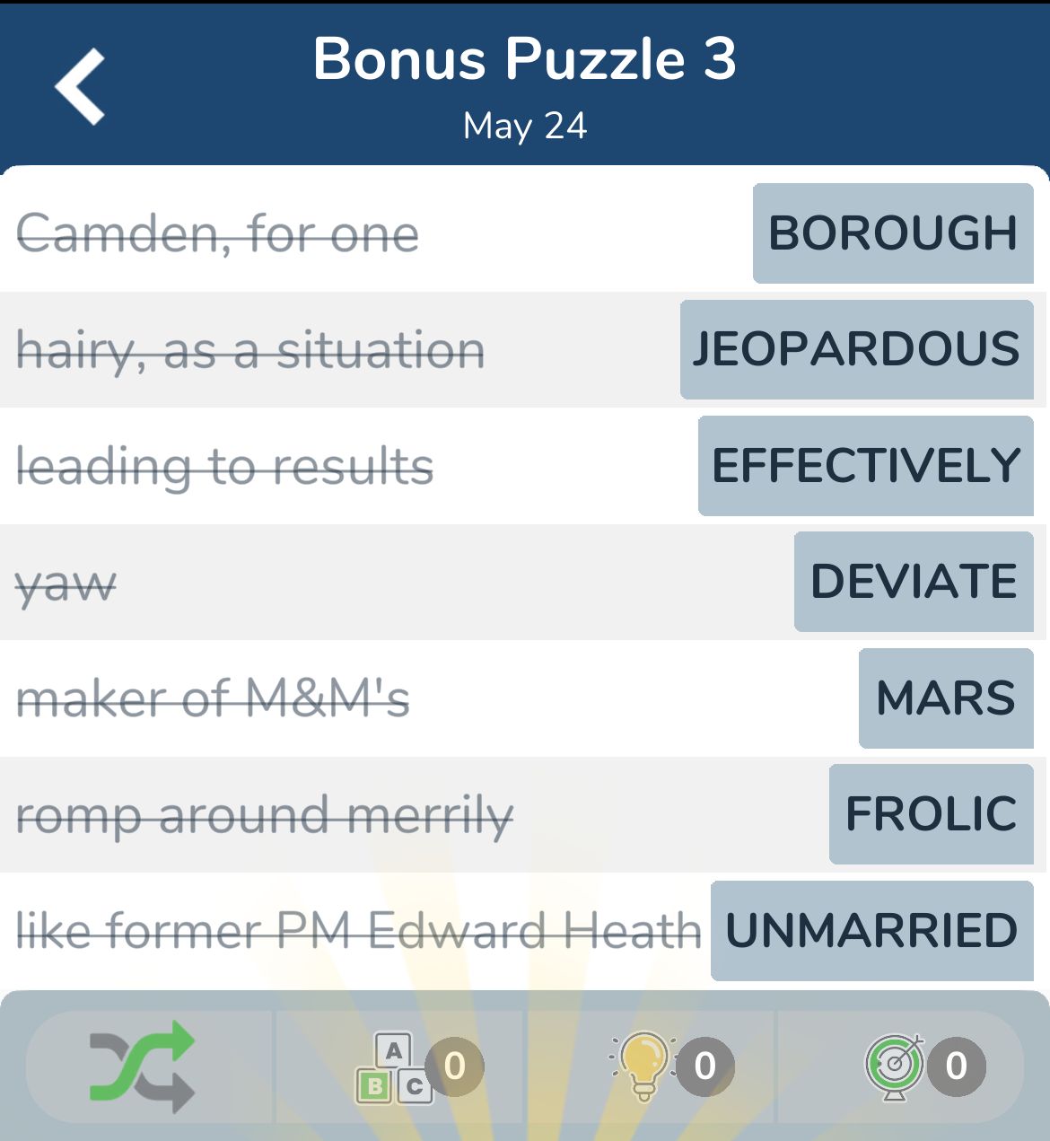 7 Little Words May 24 2024 Bonus 3