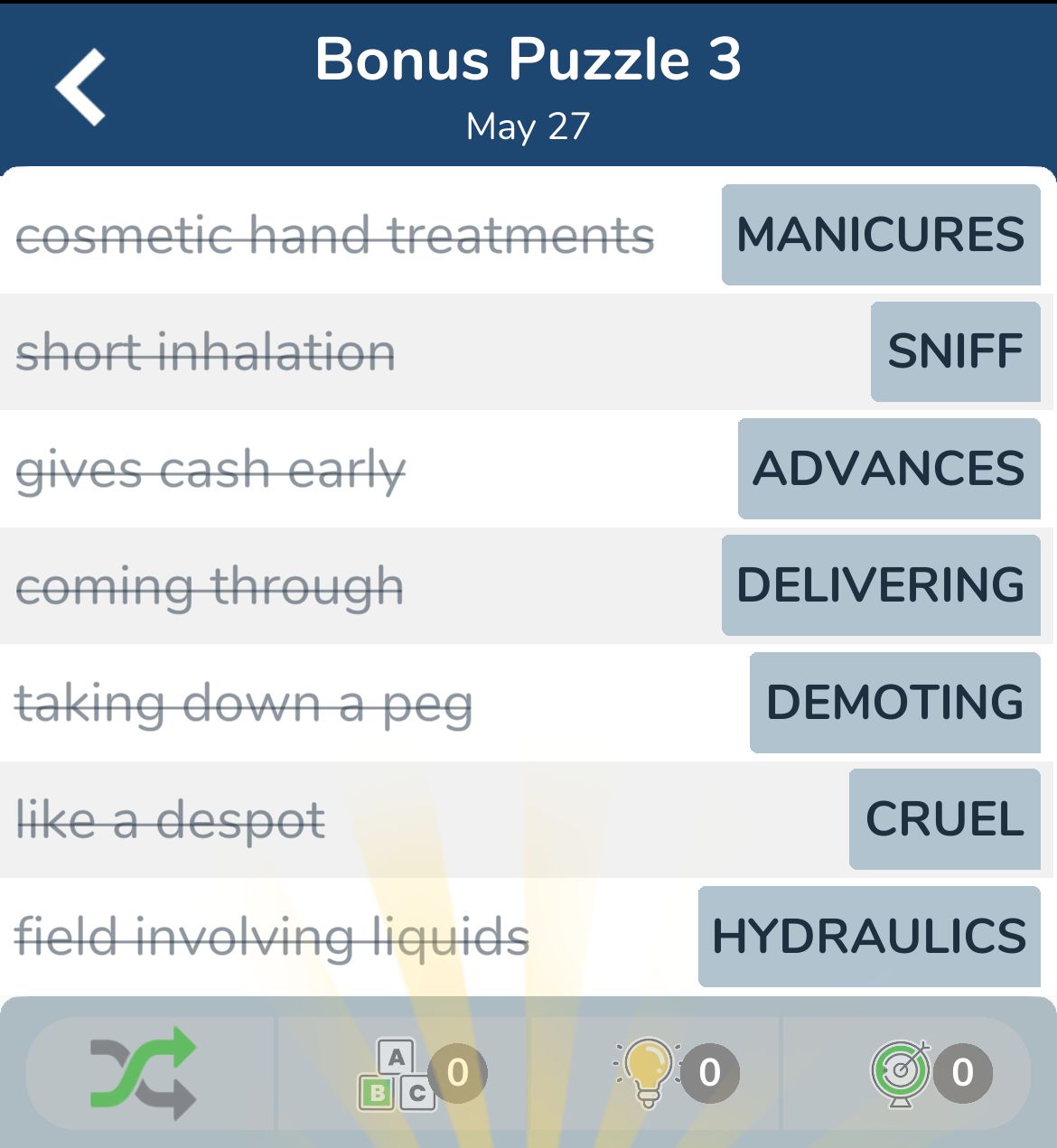 7 Little Words May 27 2024 Bonus 3