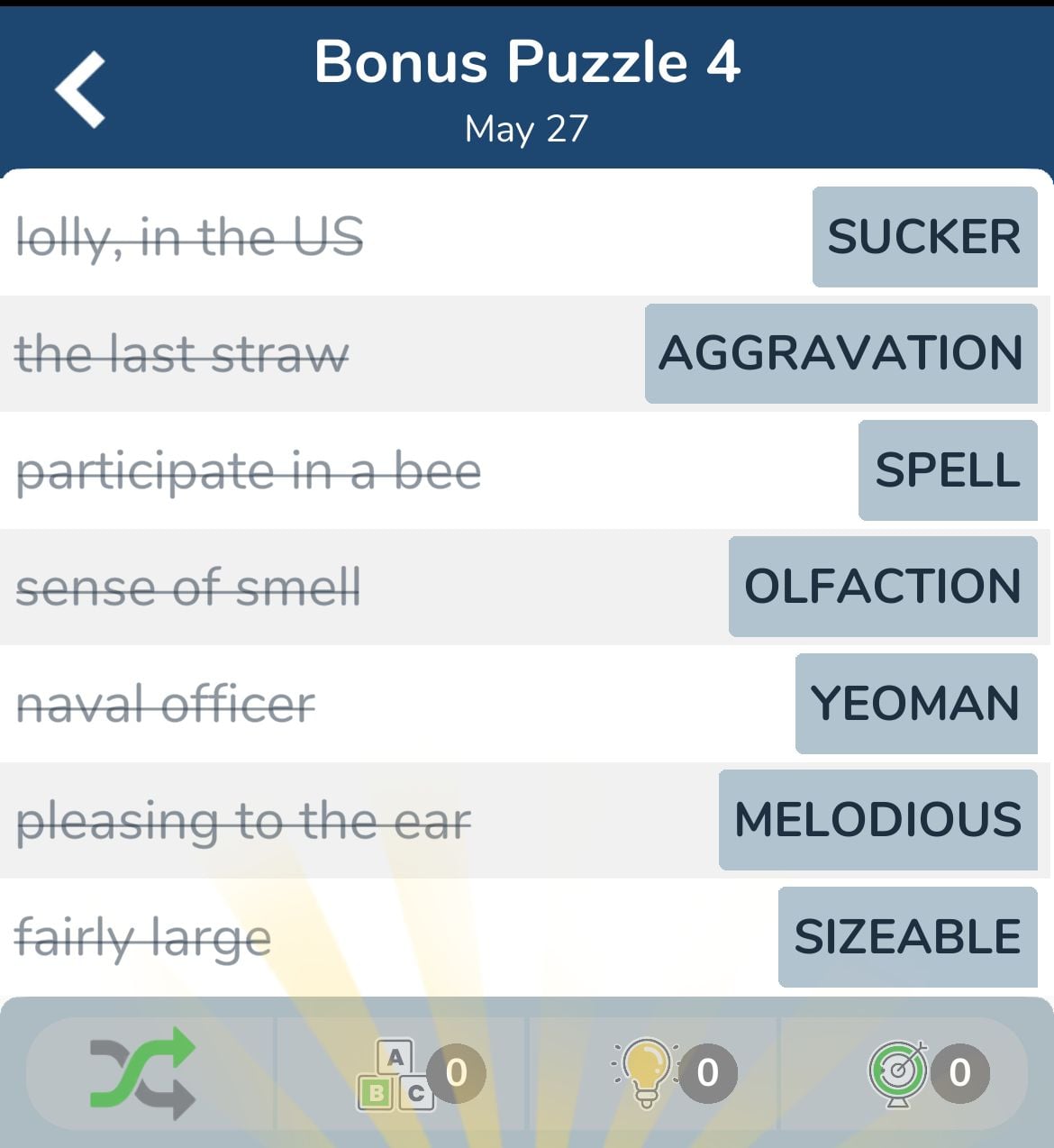 7 Little Words May 27 2024 Bonus 4