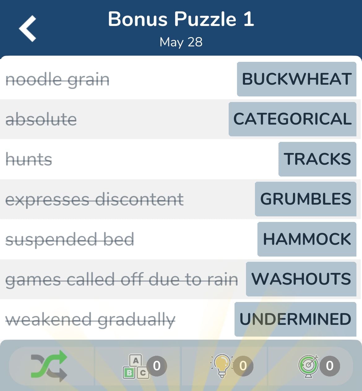 7 Little Words May 28 2024 Bonus 1