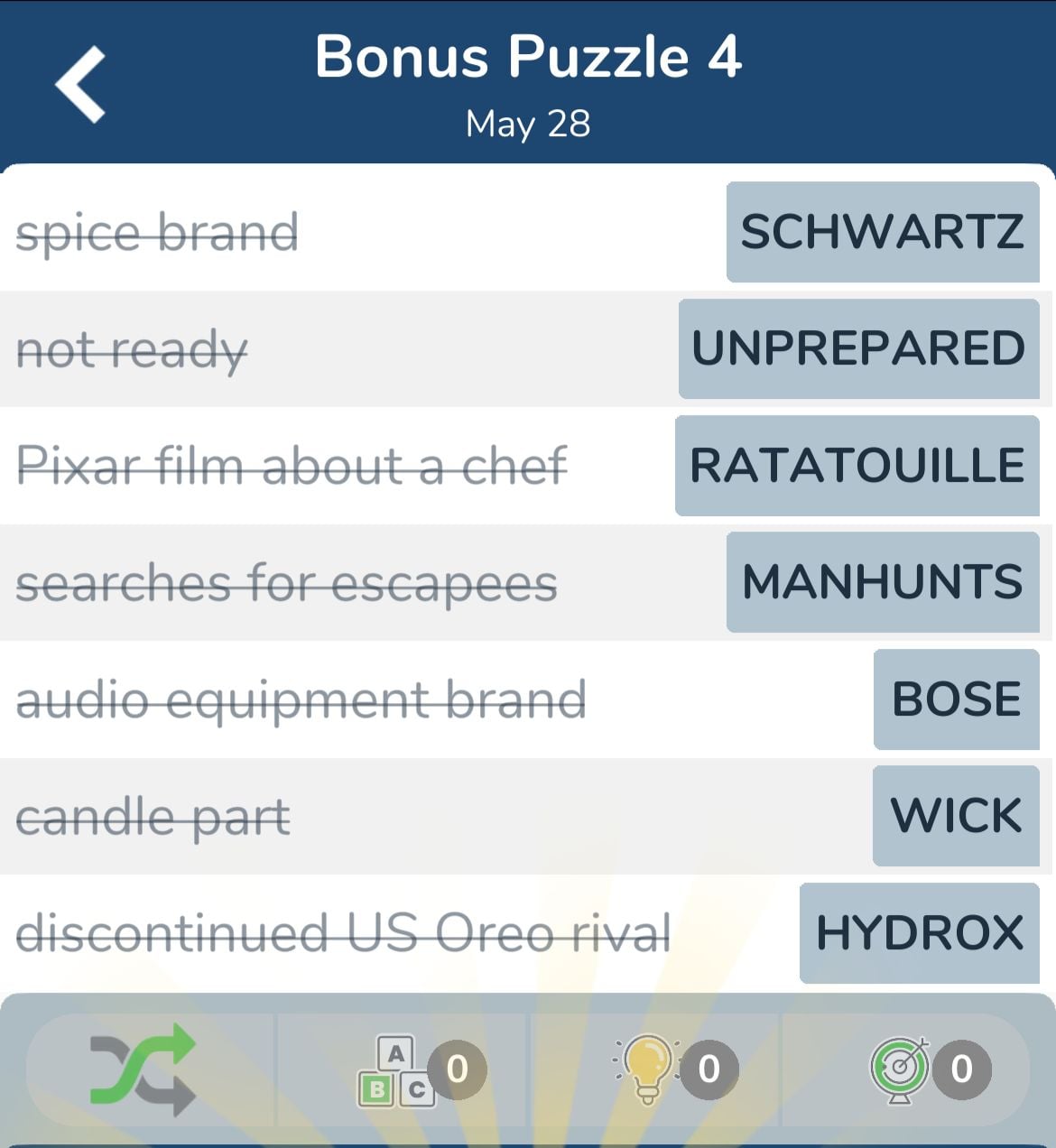 7 Little Words May 28 2024 Bonus 4