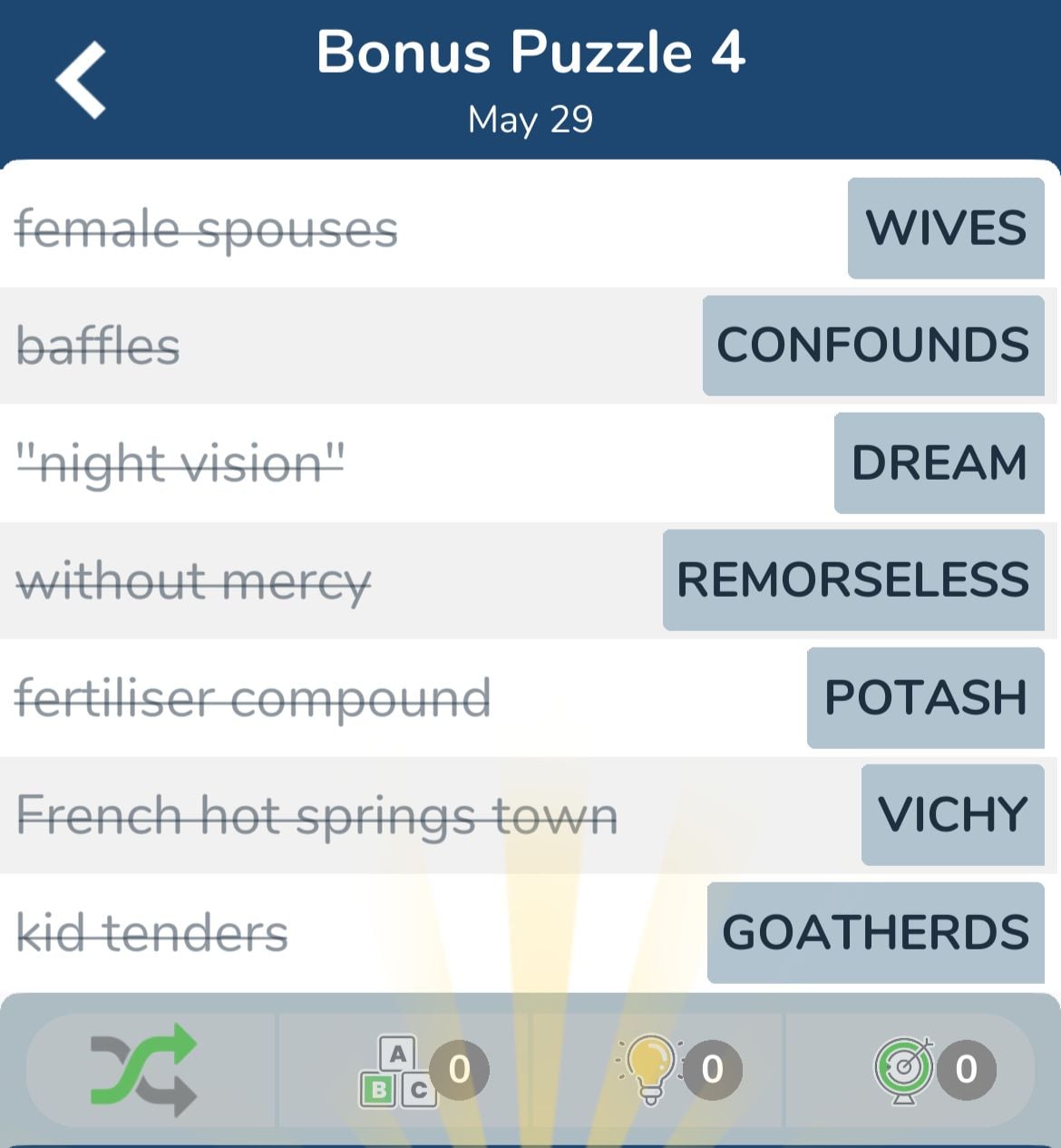 7 Little Words May 29 2024 Bonus 4