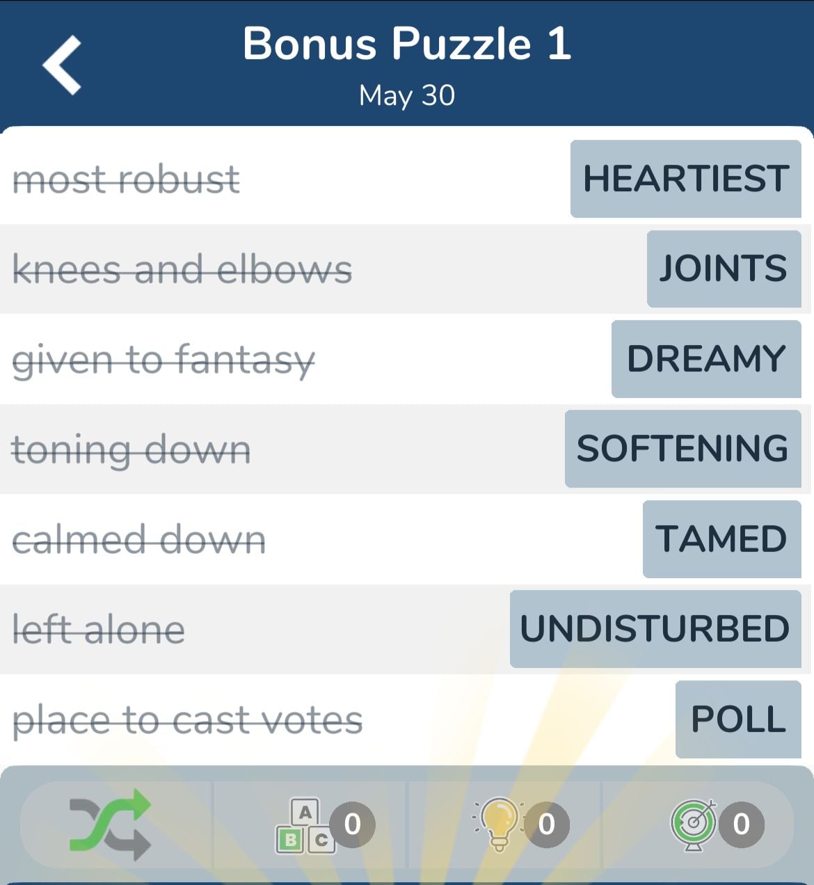 7 Little Words May 30 2024 Bonus 1