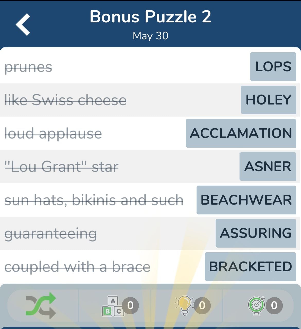 7 Little Words May 30 2024 Bonus 2